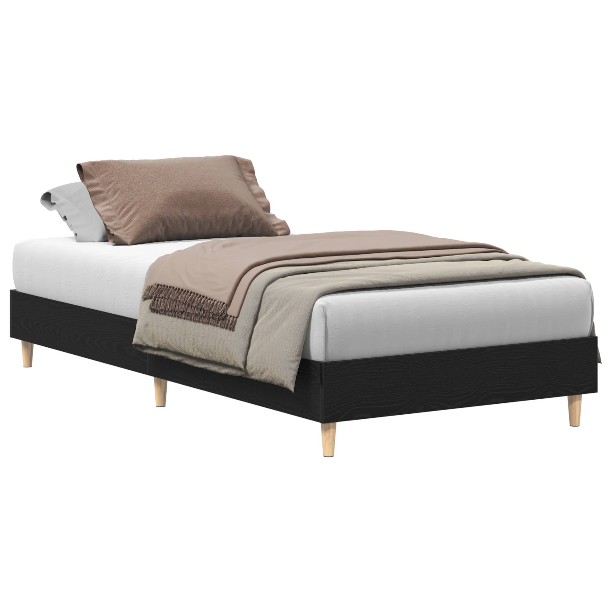 vidaXL Bettgestell 75x190 cm Schwarz Eiche Holzwerkstoff