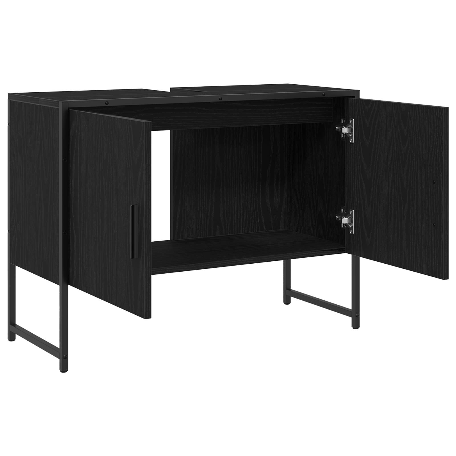 vidaXL Waschbeckenunterschrank Schwarz Eiche 80x33x60 cm Holzwerkstoff