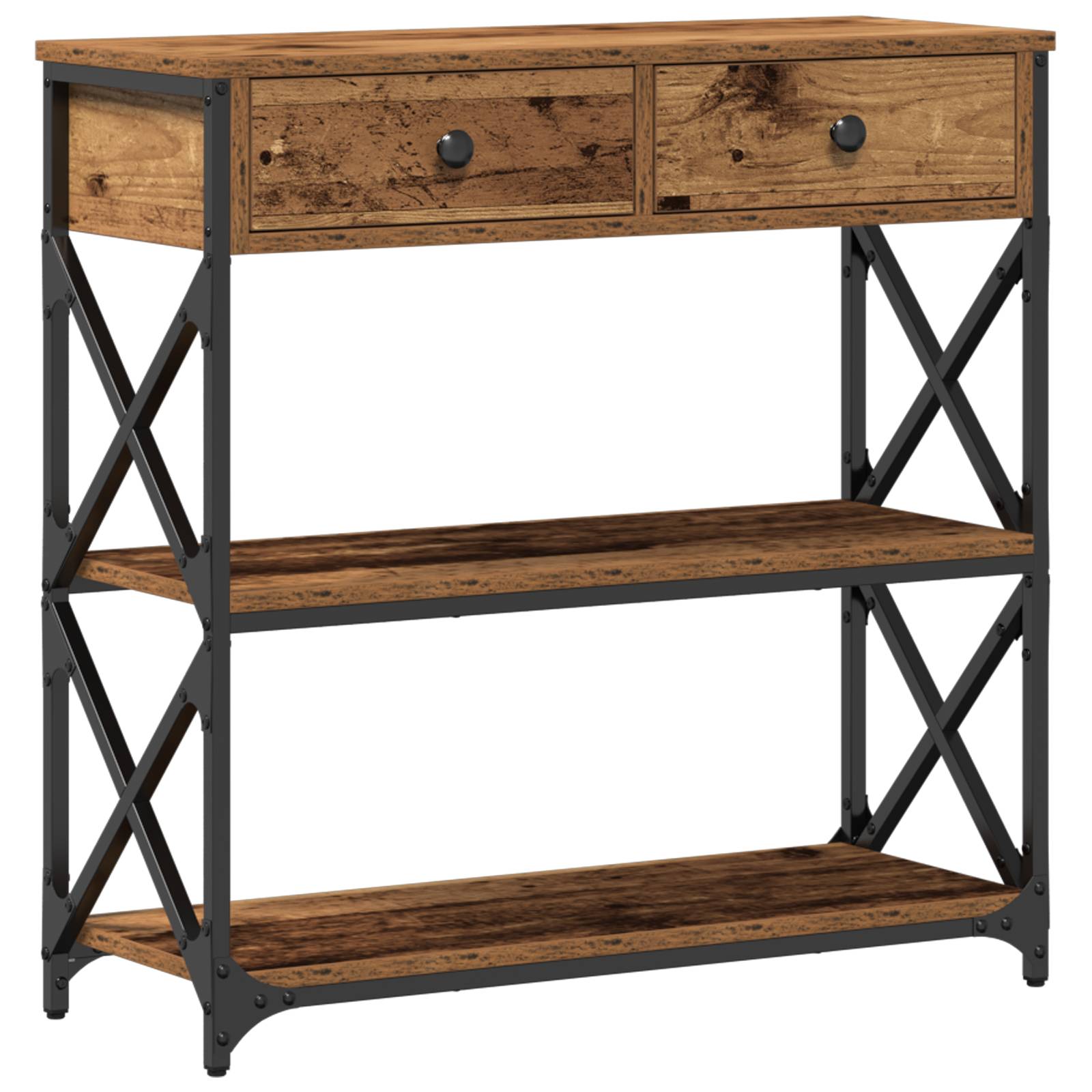 vidaXL Konsolentisch Altholz 75x28x75 cm Holzwerkstoff und Stahl