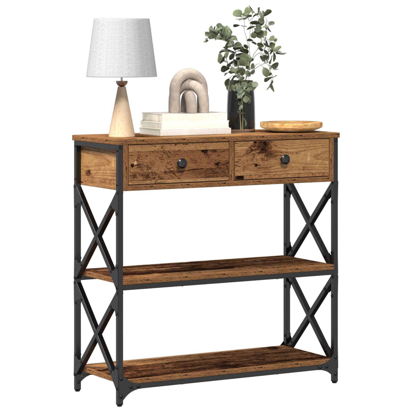 vidaXL Konsolentisch Altholz 75x28x75 cm Holzwerkstoff und Stahl