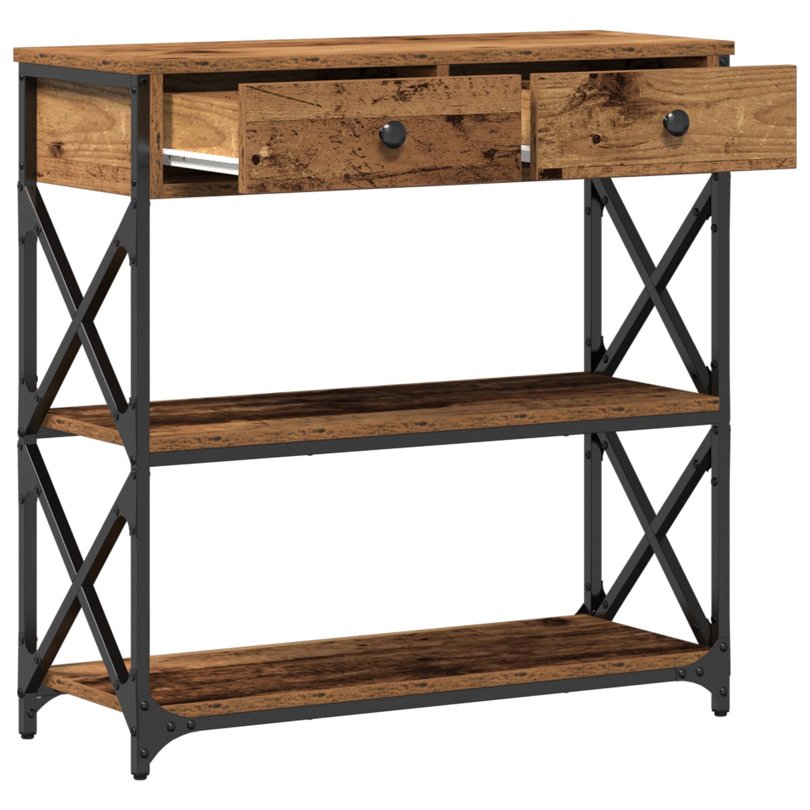 vidaXL Konsolentisch Altholz 75x28x75 cm Holzwerkstoff und Stahl