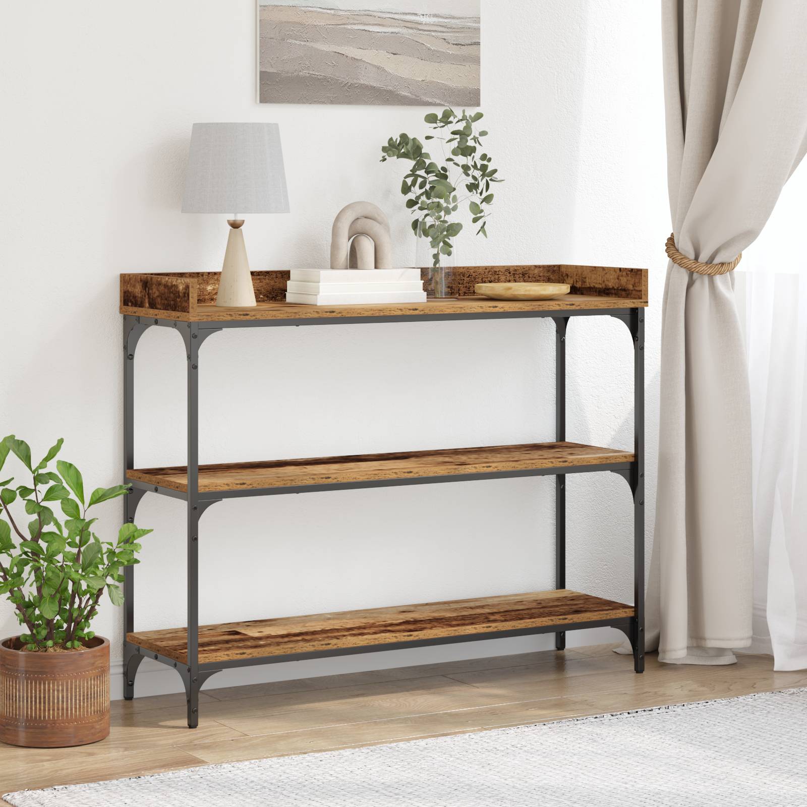 vidaXL Konsolentisch Altholz 100x30x80 cm Holzwerkstoff und Stahl