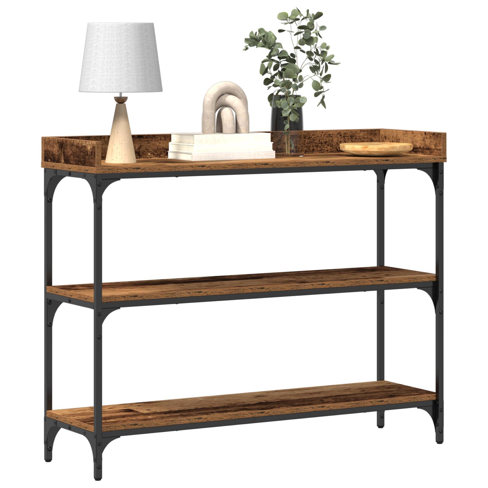 vidaXL Konsolentisch Altholz 100x30x80 cm Holzwerkstoff und Stahl