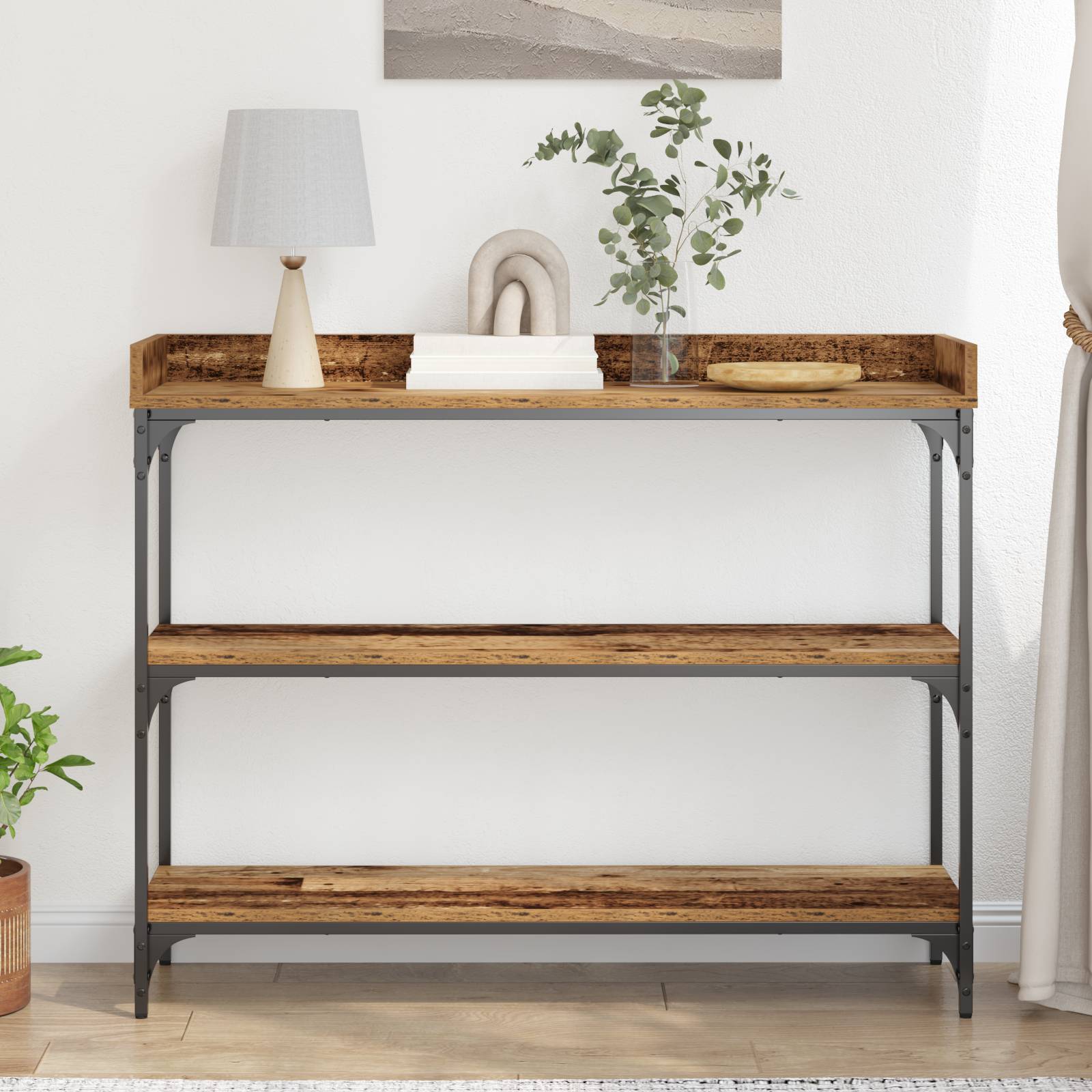 vidaXL Konsolentisch Altholz 100x30x80 cm Holzwerkstoff und Stahl