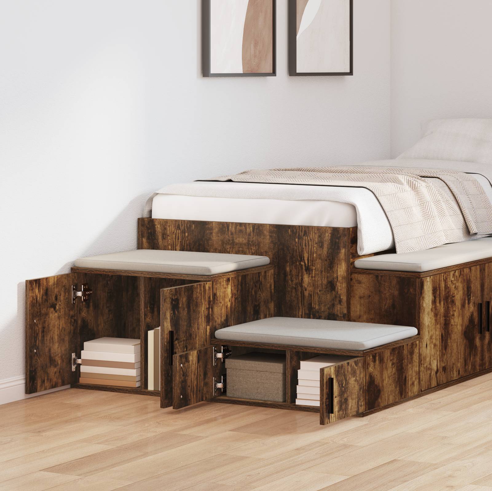 vidaXL Beistellschrank Räuchereiche 127x41x40 cm Holzwerkstoff