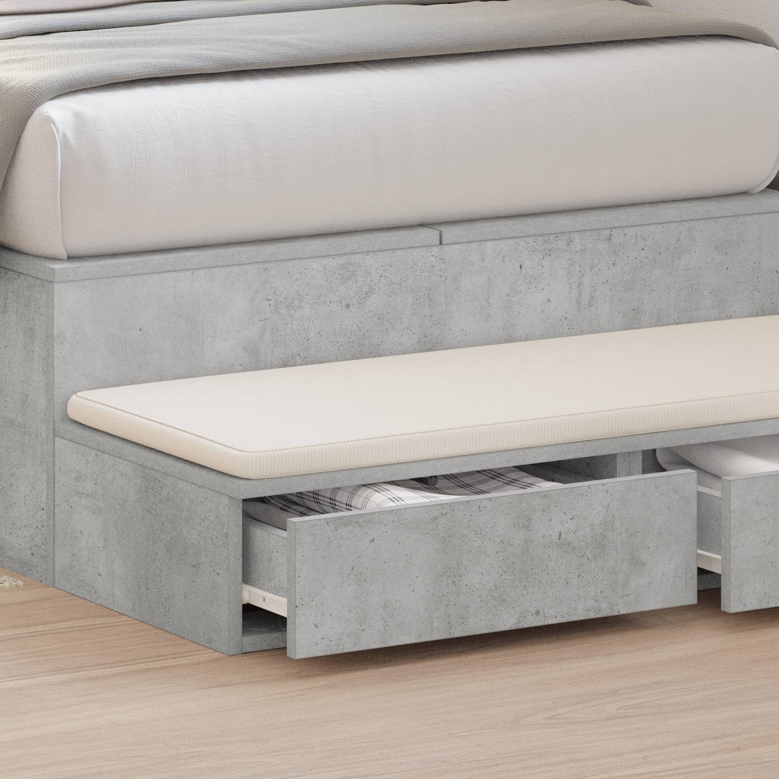 vidaXL Nachttisch Beton Grau 75x36,5x16,5 cm Ingenieurholz