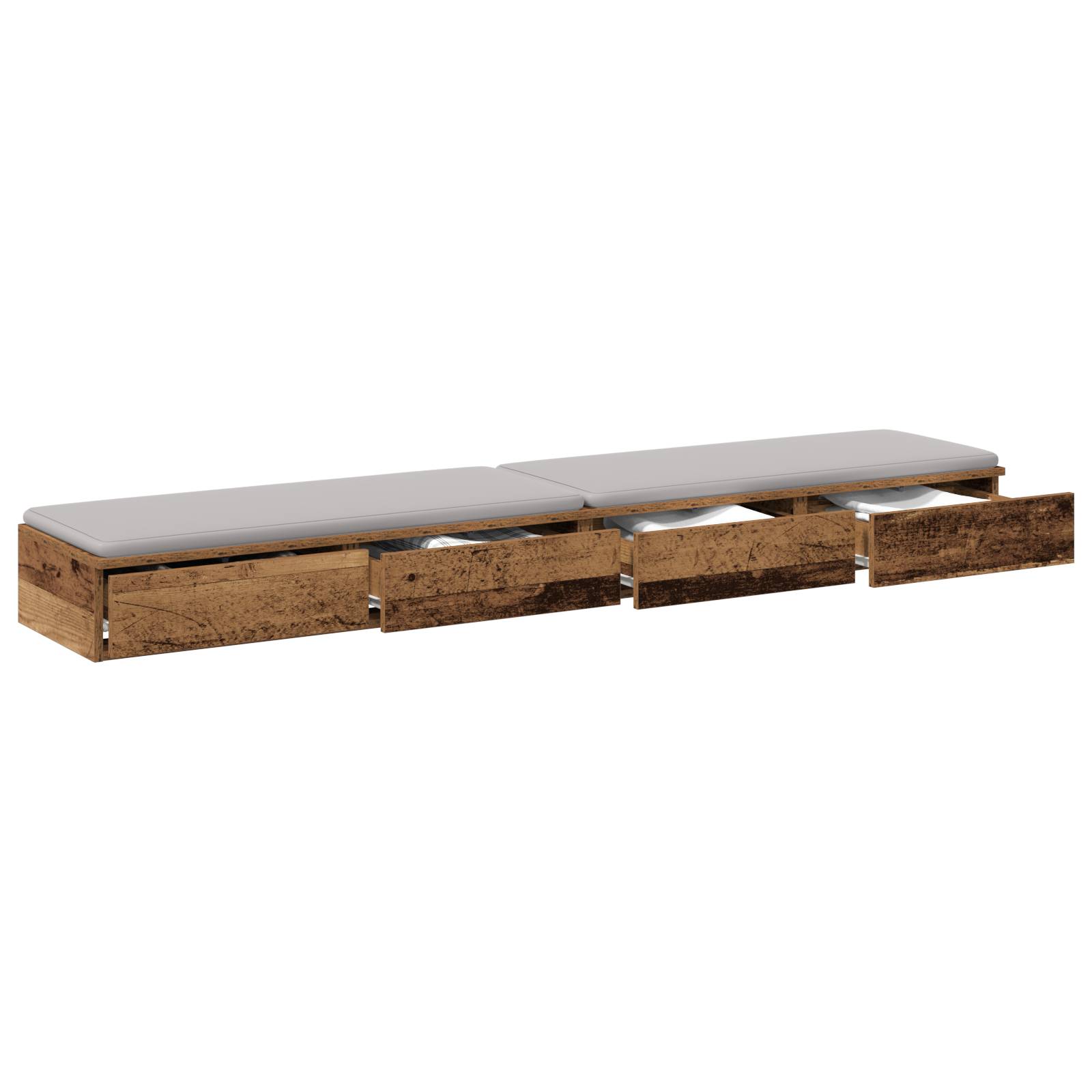 vidaXL Bettschubladen Altholz 180x36,5x16,5 cm Holzwerkstoff