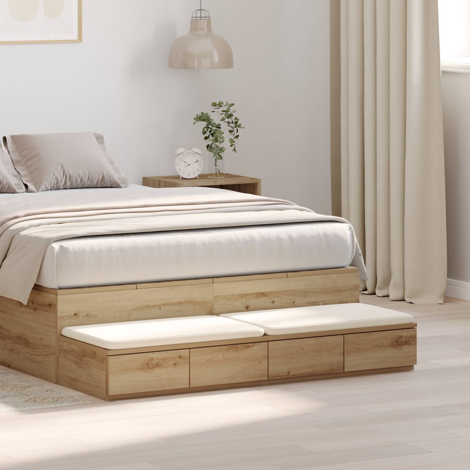 vidaXL Bettschubladen Artisan Eiche 120x36,5x16,5 cm Holzwerkstoff