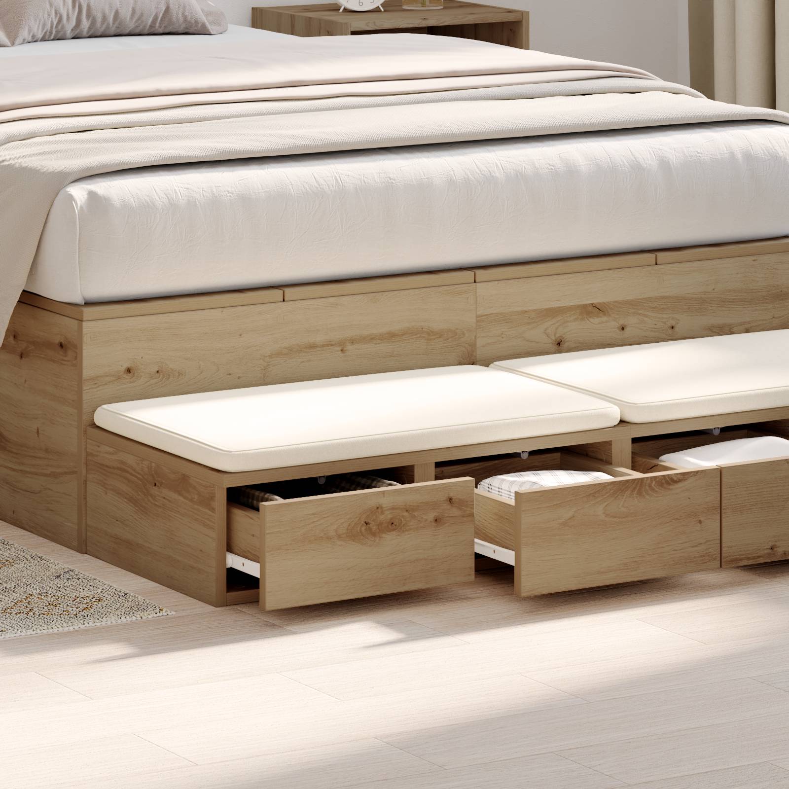vidaXL Bettschubladen Artisan Eiche 120x36,5x16,5 cm Holzwerkstoff