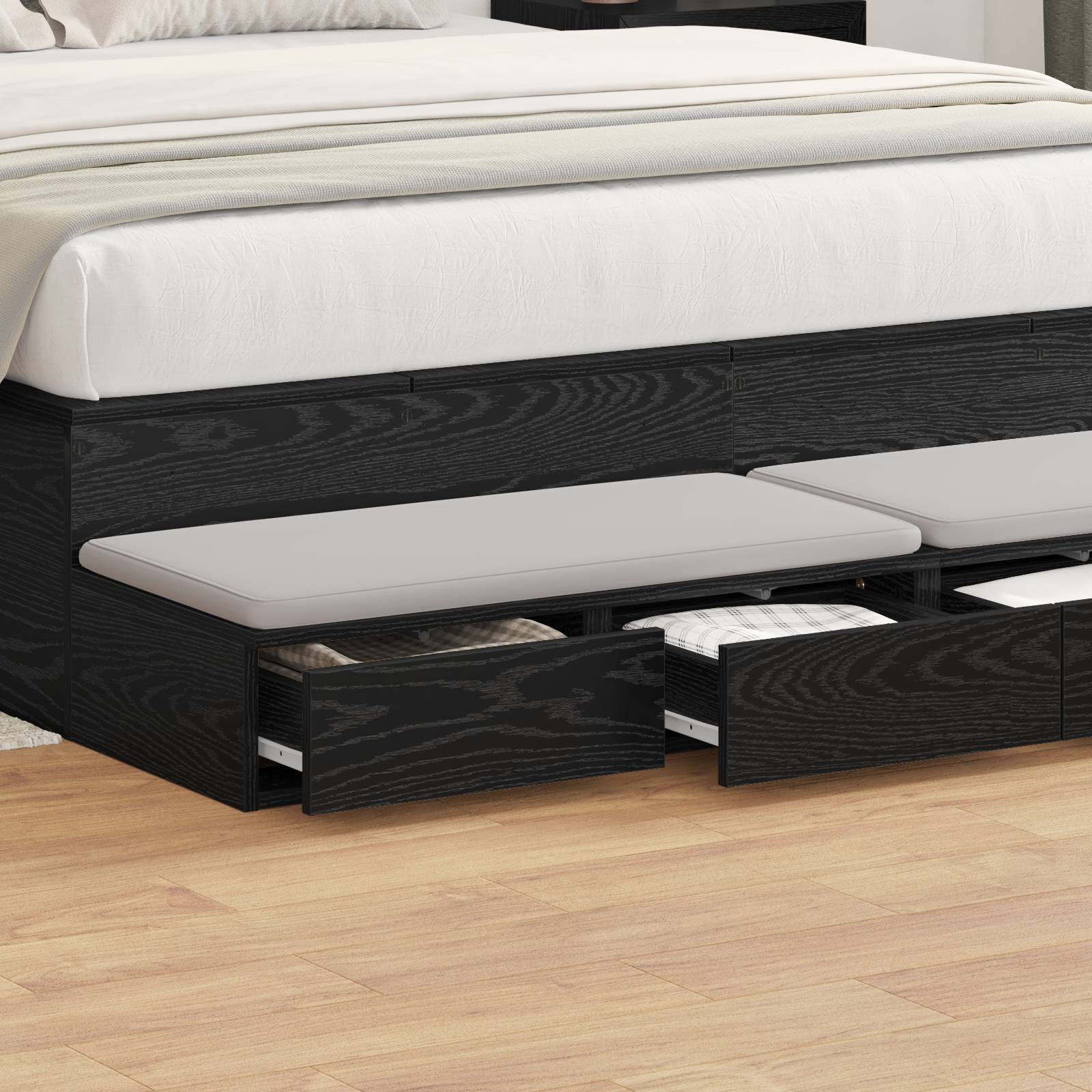 vidaXL Bettkommoden Schwarz Eiche 160x36,5x16,5 cm Holzwerkstoff