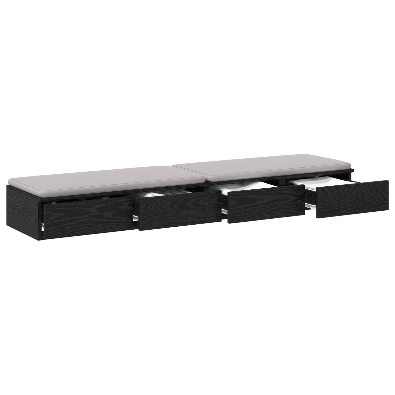 vidaXL Bettkommoden Schwarz Eiche 160x36,5x16,5 cm Holzwerkstoff