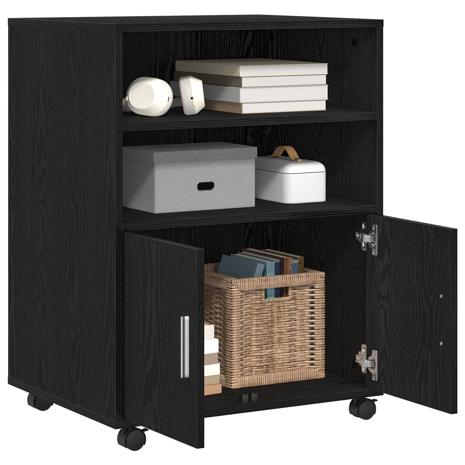 vidaXL Rollschrank Schwarz Eiche 60x48x81 cm Holzwerkstoff