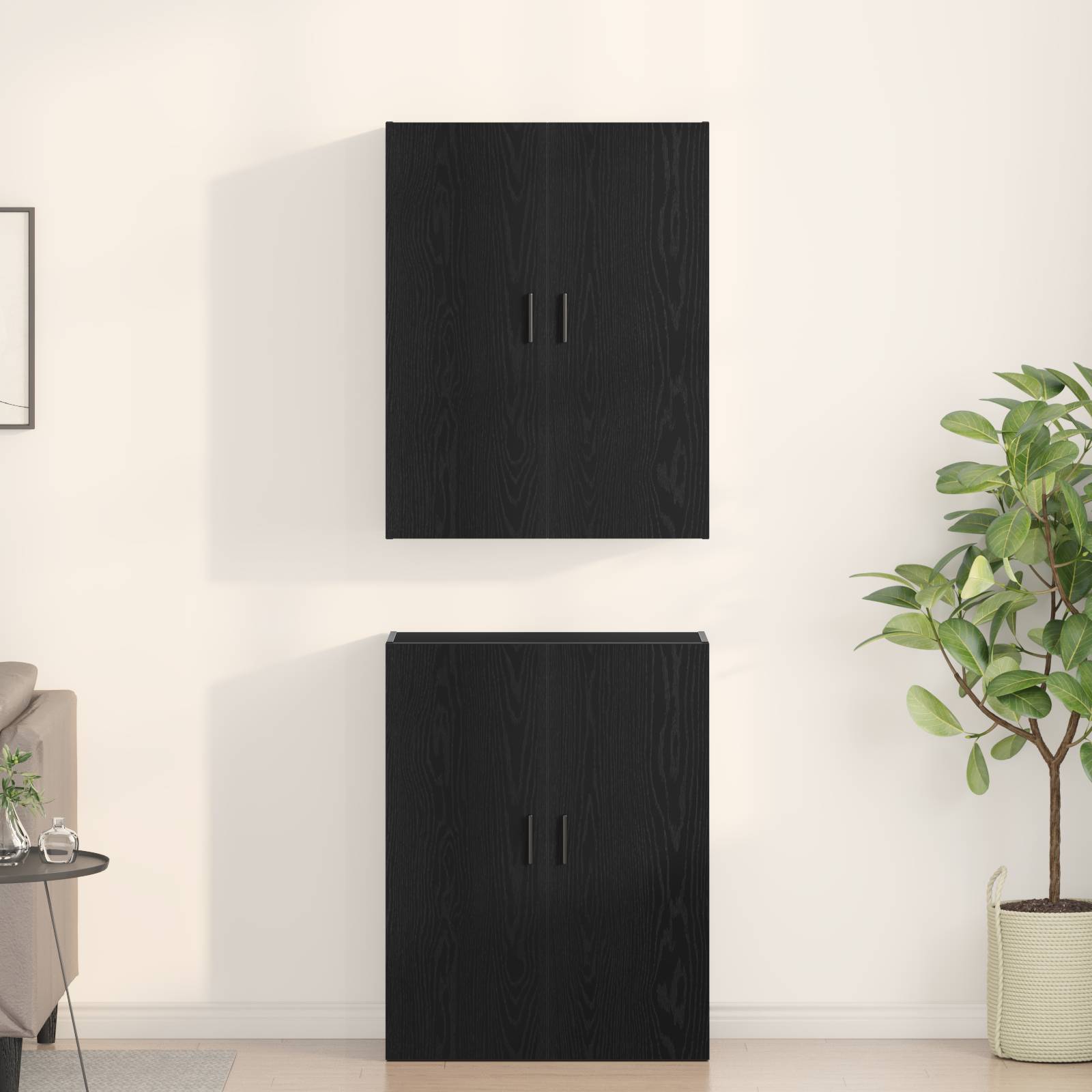 vidaXL Schränke 2 Stk. Schwarz Eiche 69,5x34x180 cm Holzwerkstoff