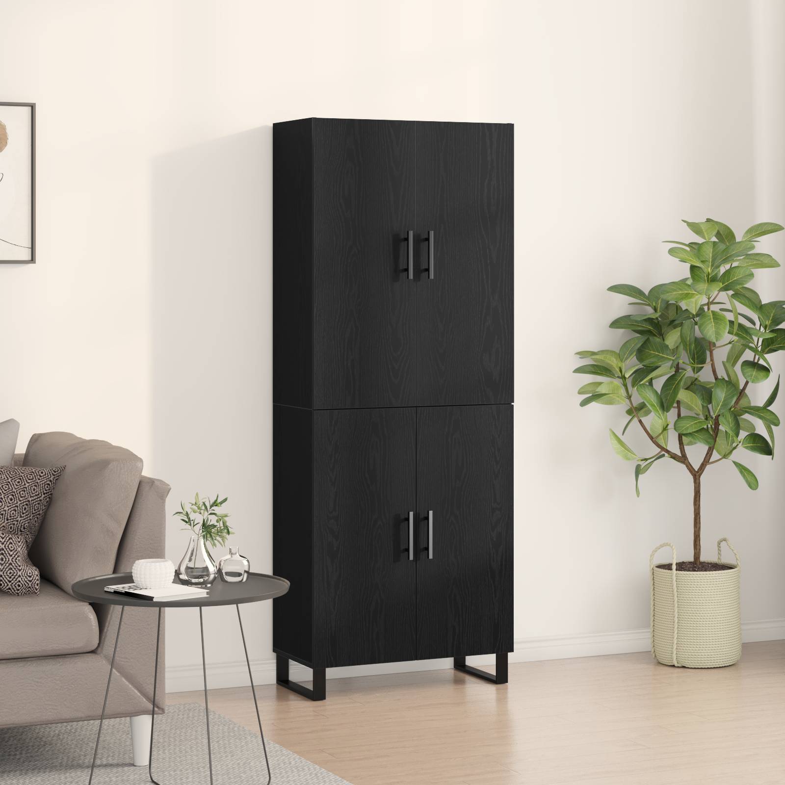 vidaXL Schränke 2 Stk. Schwarz Eiche 69,5x34x180 cm Holzwerkstoff