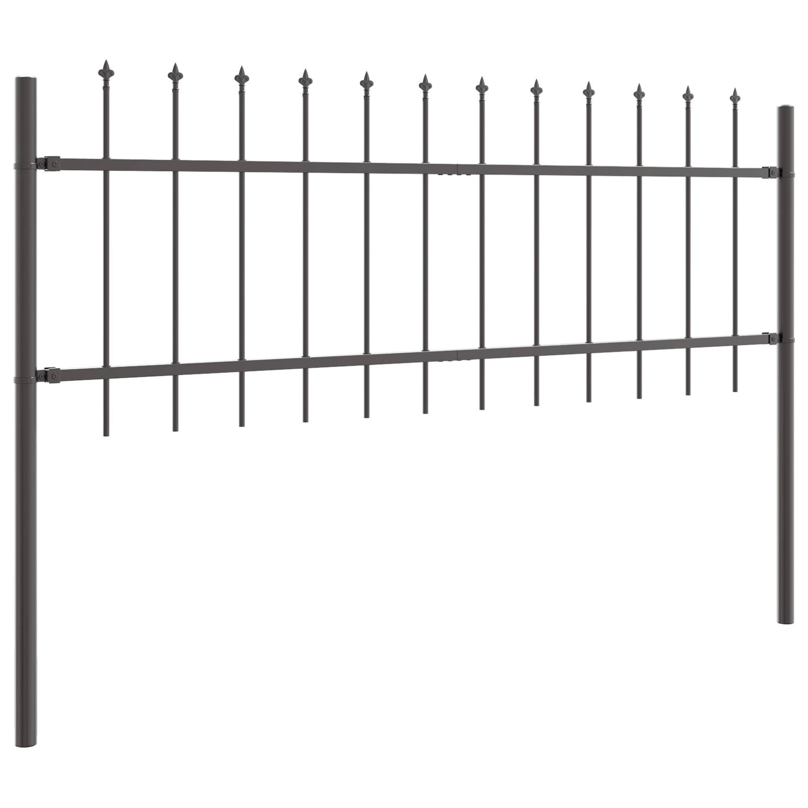 vidaXL Gartenzaun mit Speerspitzen Grau 8,5x0,6 m Stahl