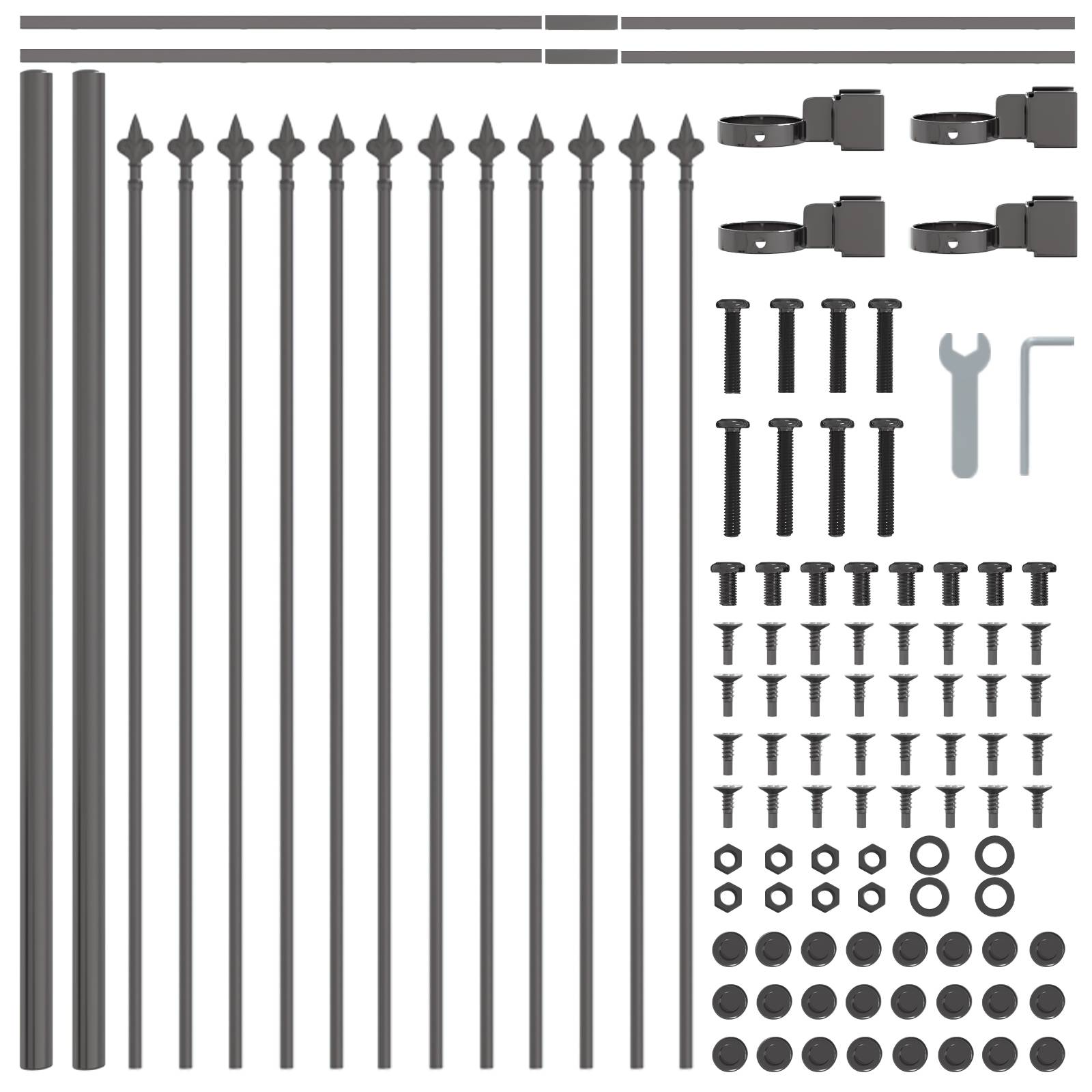 vidaXL Gartenzaun mit Speerspitzen Grau 10,2x0,6 m Stahl