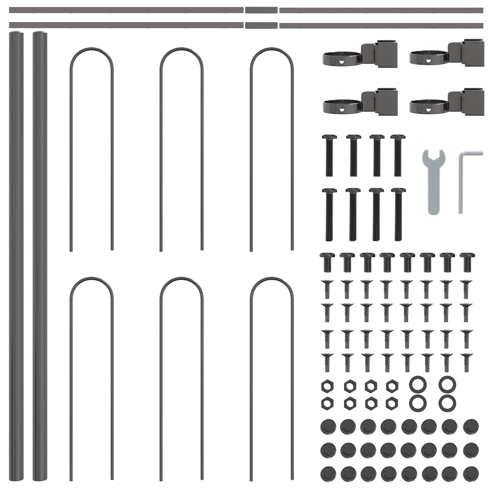 vidaXL Gartenzaun mit Bogenoberteil Grau 10,2x0,6 m Stahl
