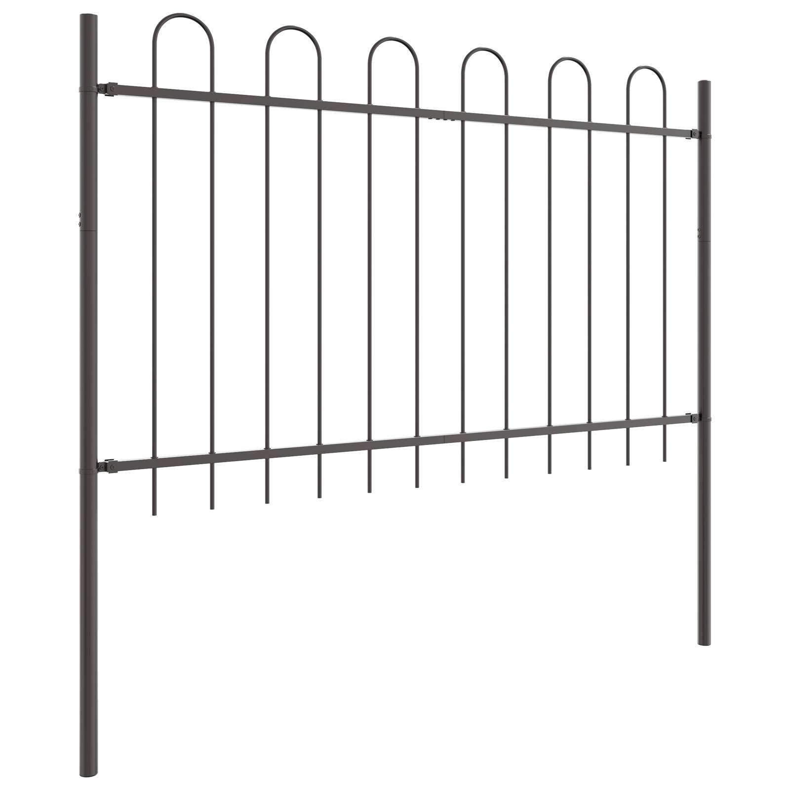 vidaXL Gartenzaun mit Bogenoberteil Grau 13,6x1 m Stahl