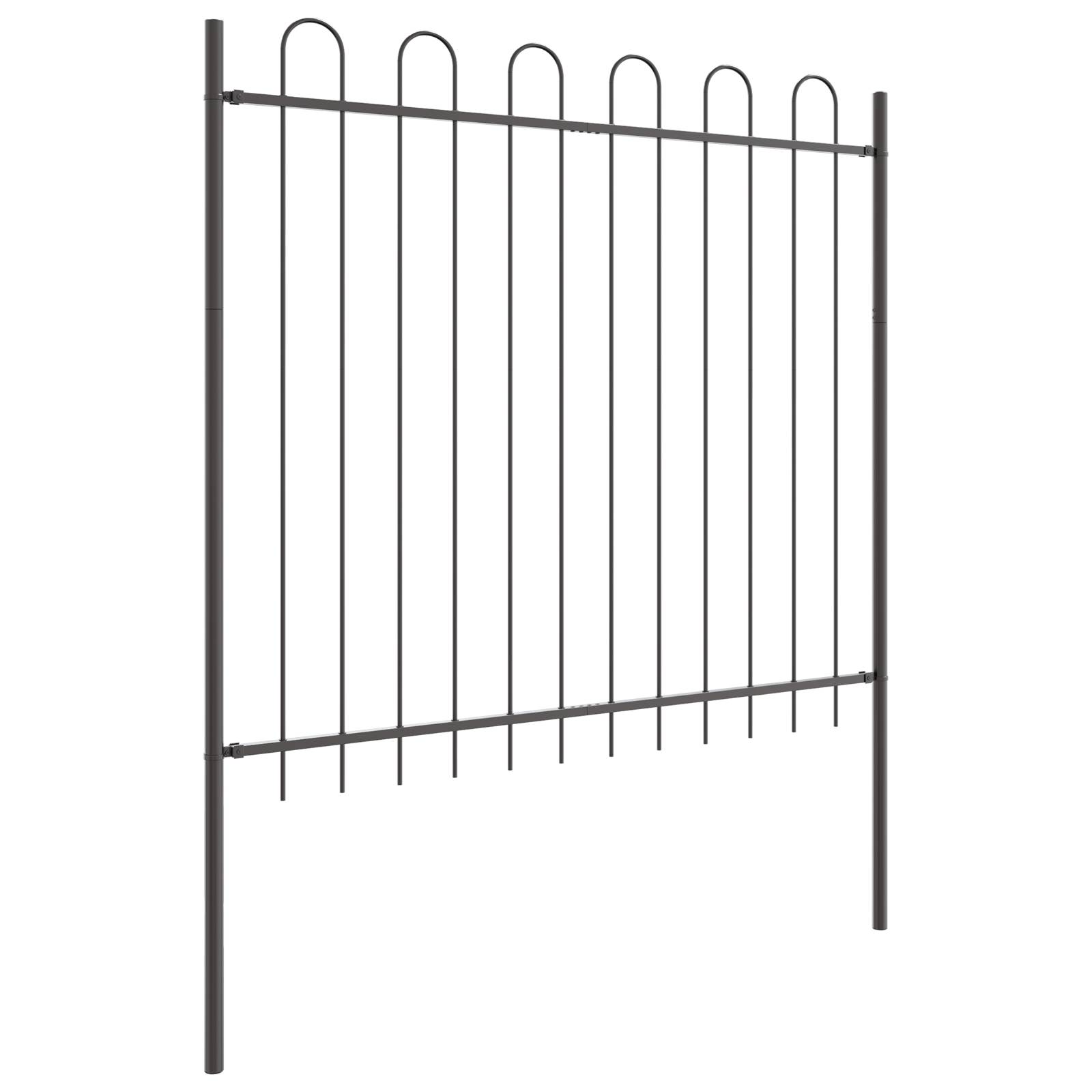 vidaXL Gartenzaun mit Bogenoberteil Grau 3,4x1,5 m Stahl