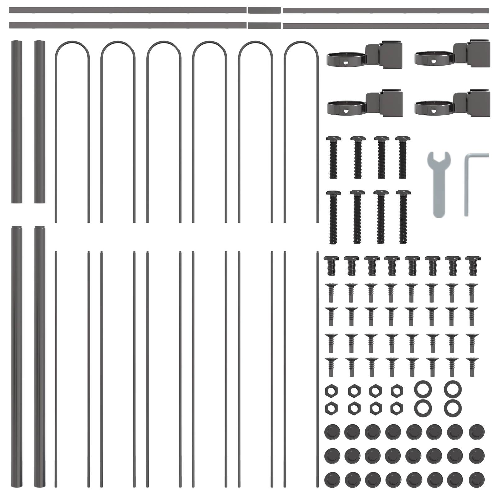 vidaXL Gartenzaun mit Bogenoberteil Grau 3,4x1,5 m Stahl