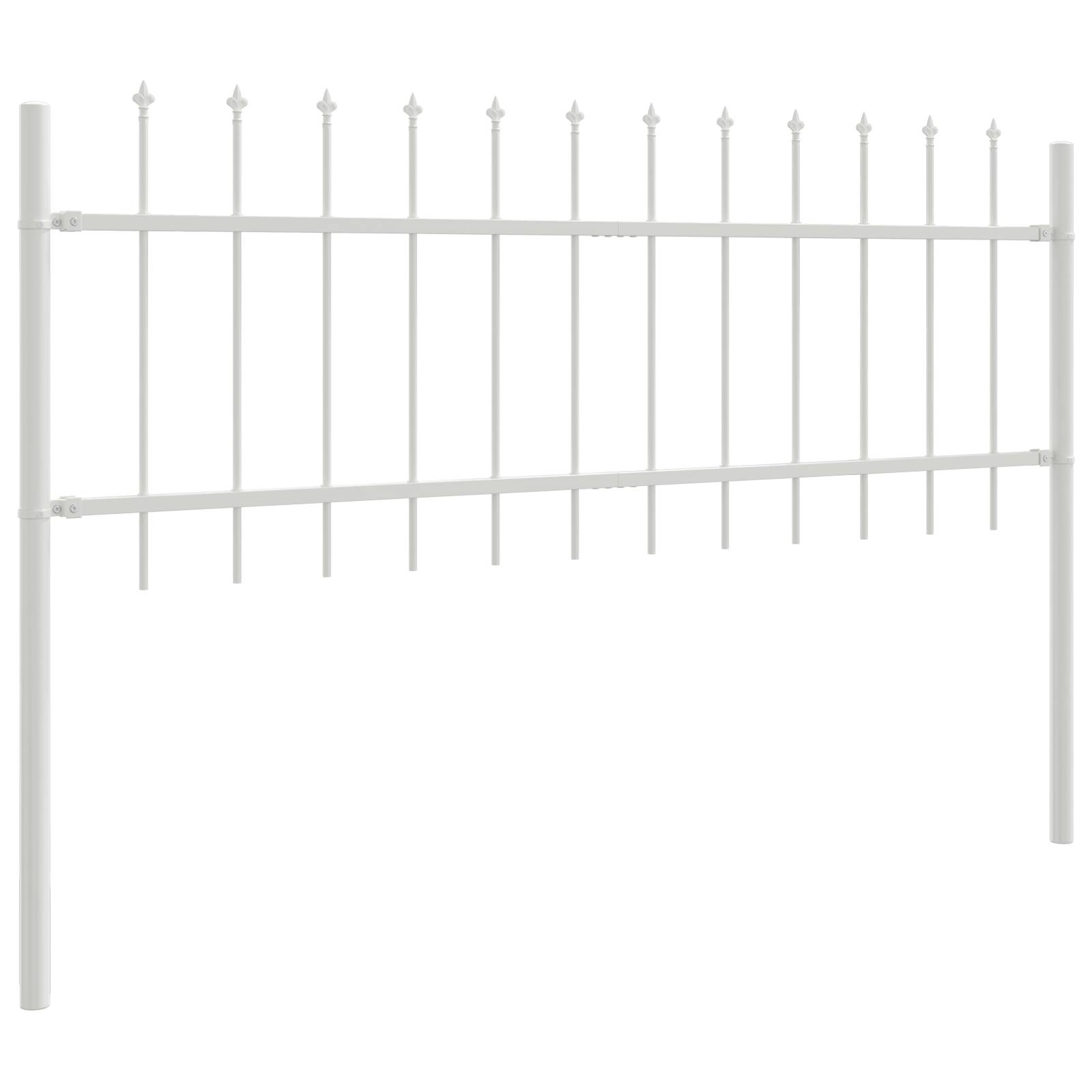 vidaXL Gartenzaun mit Speerspitzen Weiß 6,8 x 0,6 m Stahl