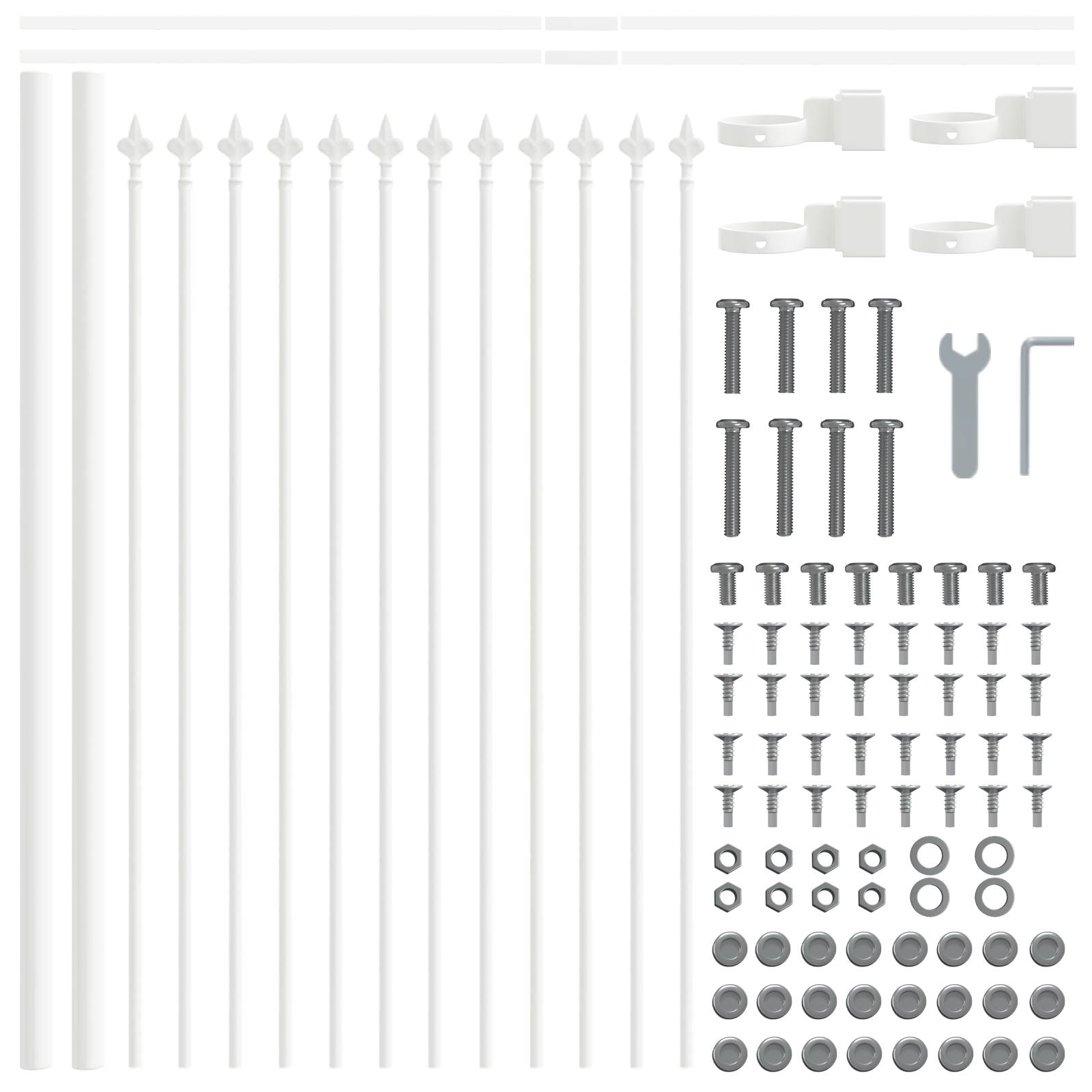 vidaXL Gartenzaun mit Speerspitzen Weiß 6,8 x 0,6 m Stahl