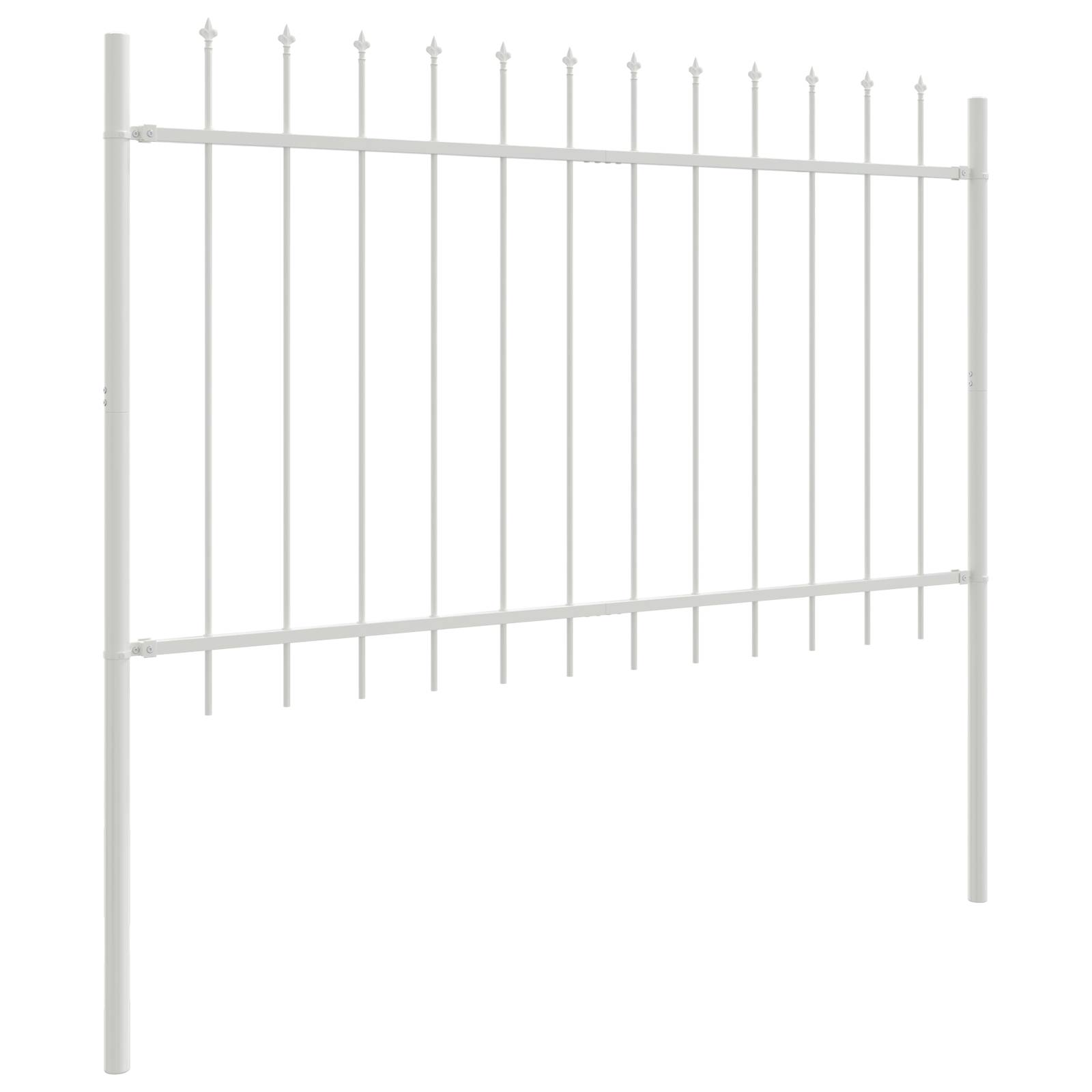 vidaXL Gartenzaun mit Speer-Spitze Weiß 11,9x0,8 m Stahl
