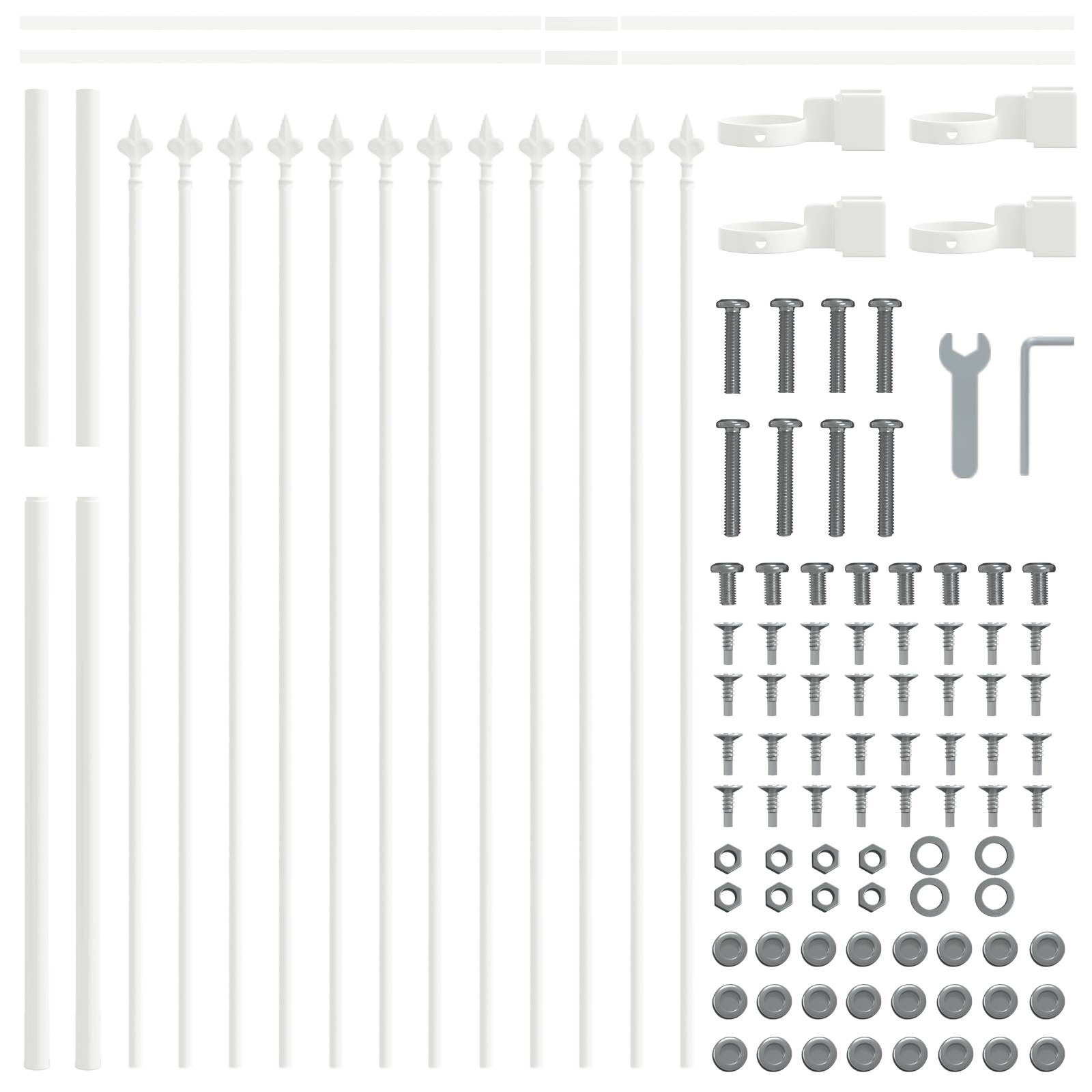 vidaXL Gartenzaun mit Speerspitzen Weiß 1,7x1 m Stahl