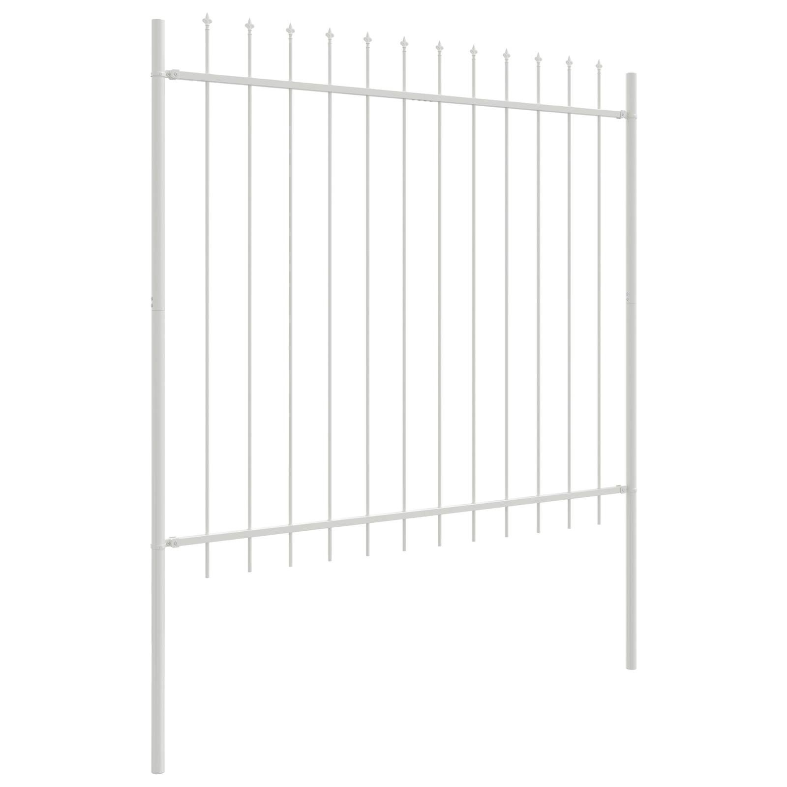 vidaXL Gartenzaun mit Spitzen Weiß 3,4 x 1,5 m aus Stahl