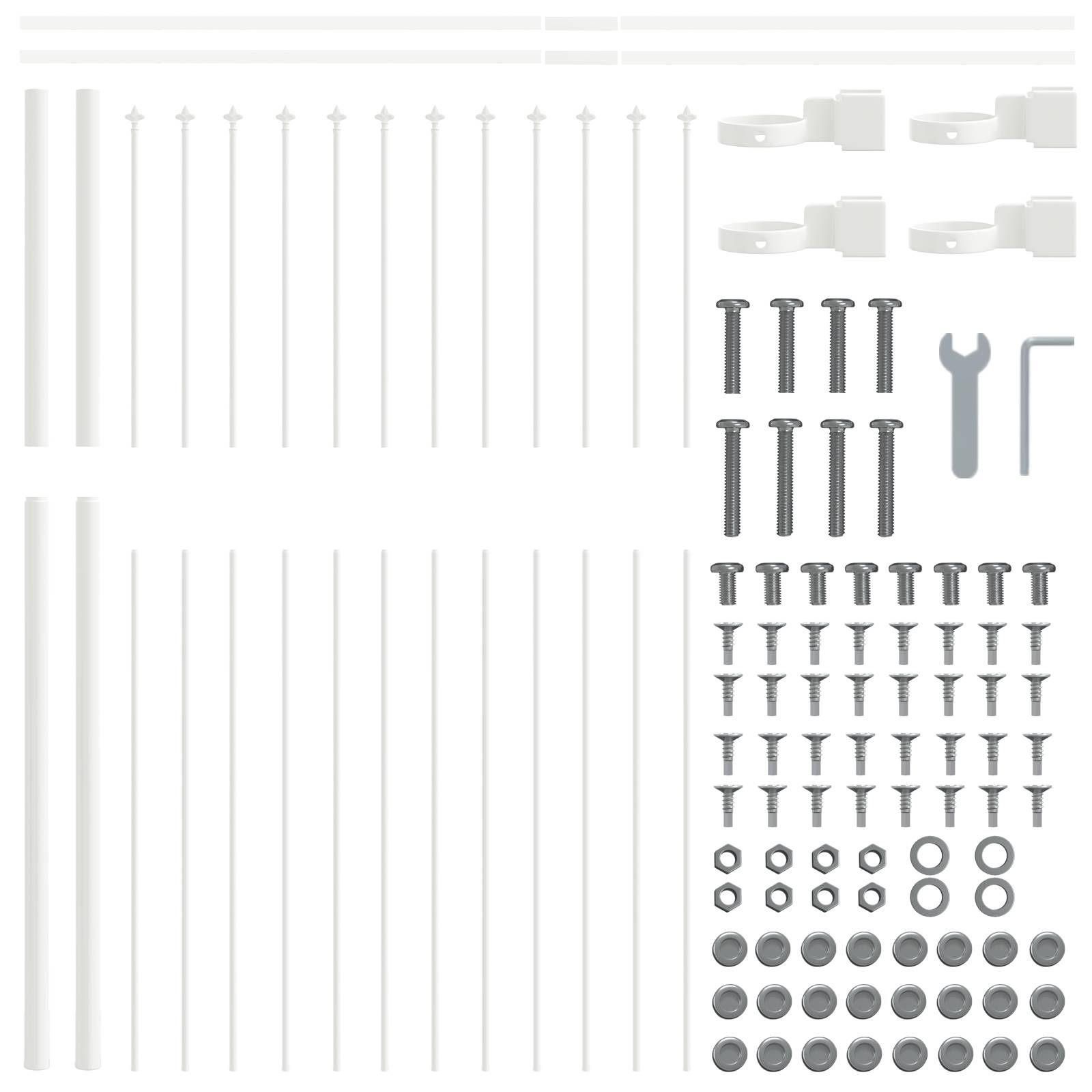 vidaXL Gartenzaun mit Speerspitzen Weiß 13,6x1,5 m Stahl