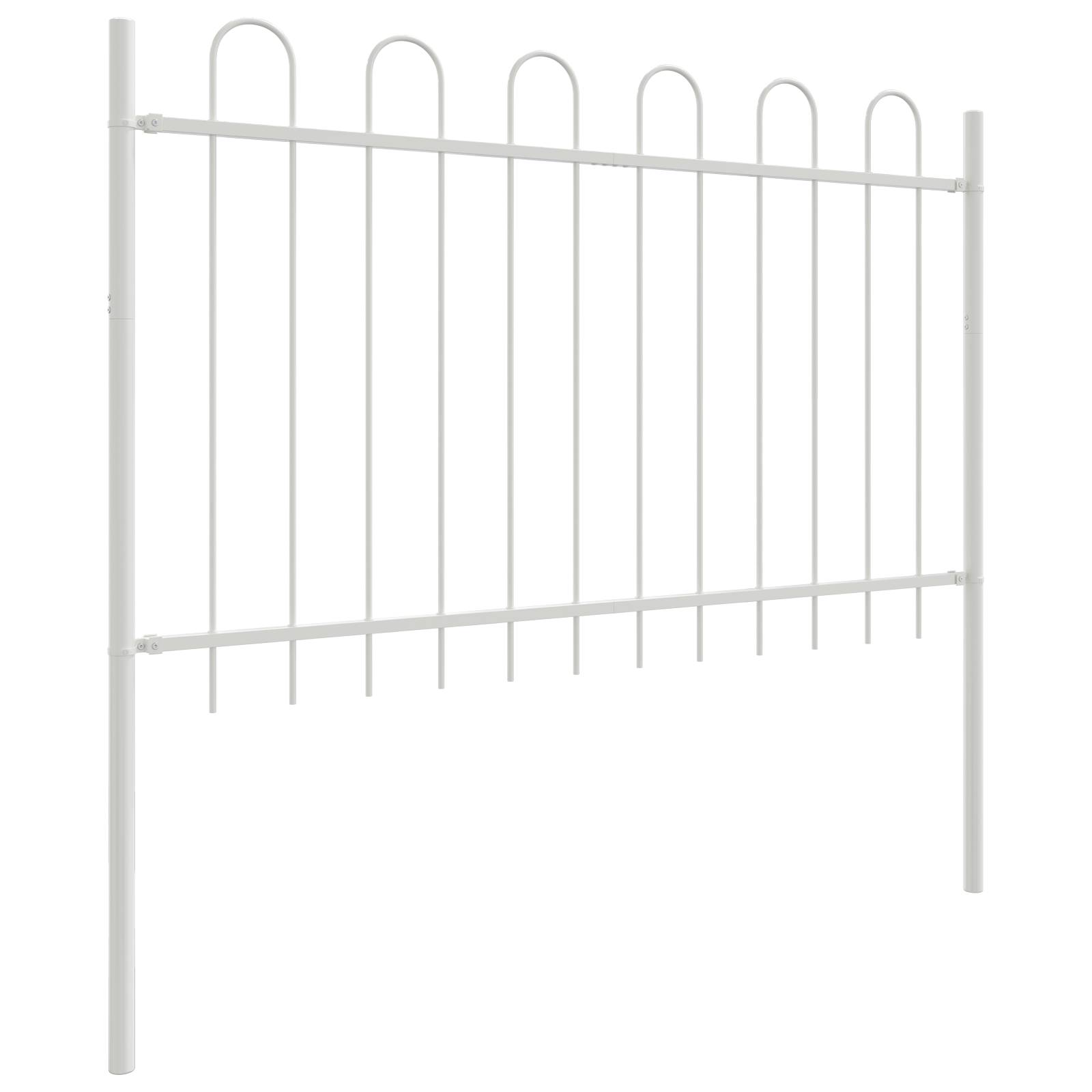 vidaXL Gartenzaun mit Bogenoberteil Weiß 3,4x1 m Stahl