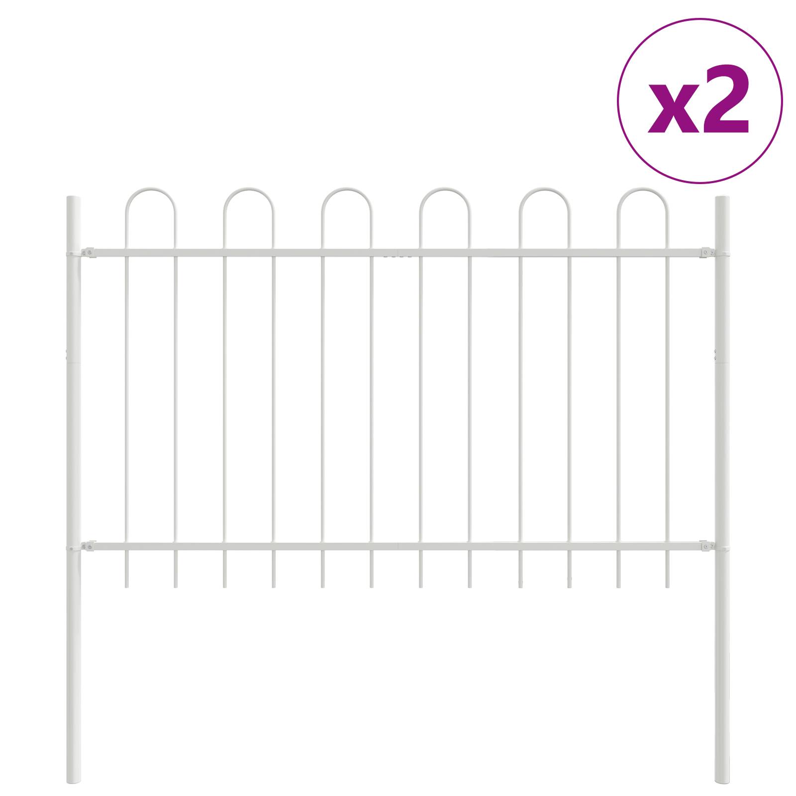 vidaXL Gartenzaun mit Bogenoberteil Weiß 3,4x1 m Stahl