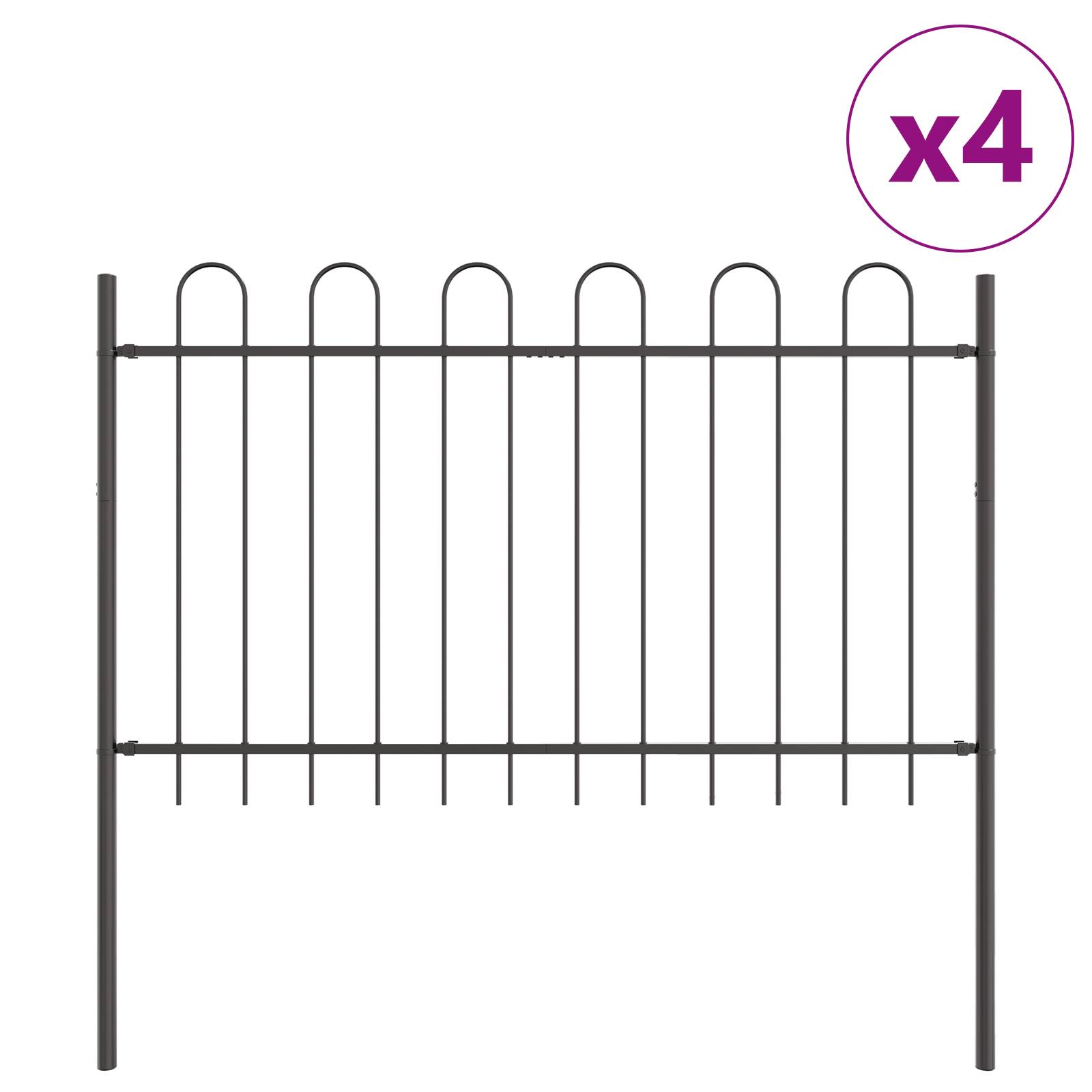 vidaXL Gartenzaun mit Bogenoberteil Grau 6,8x1 m Stahl