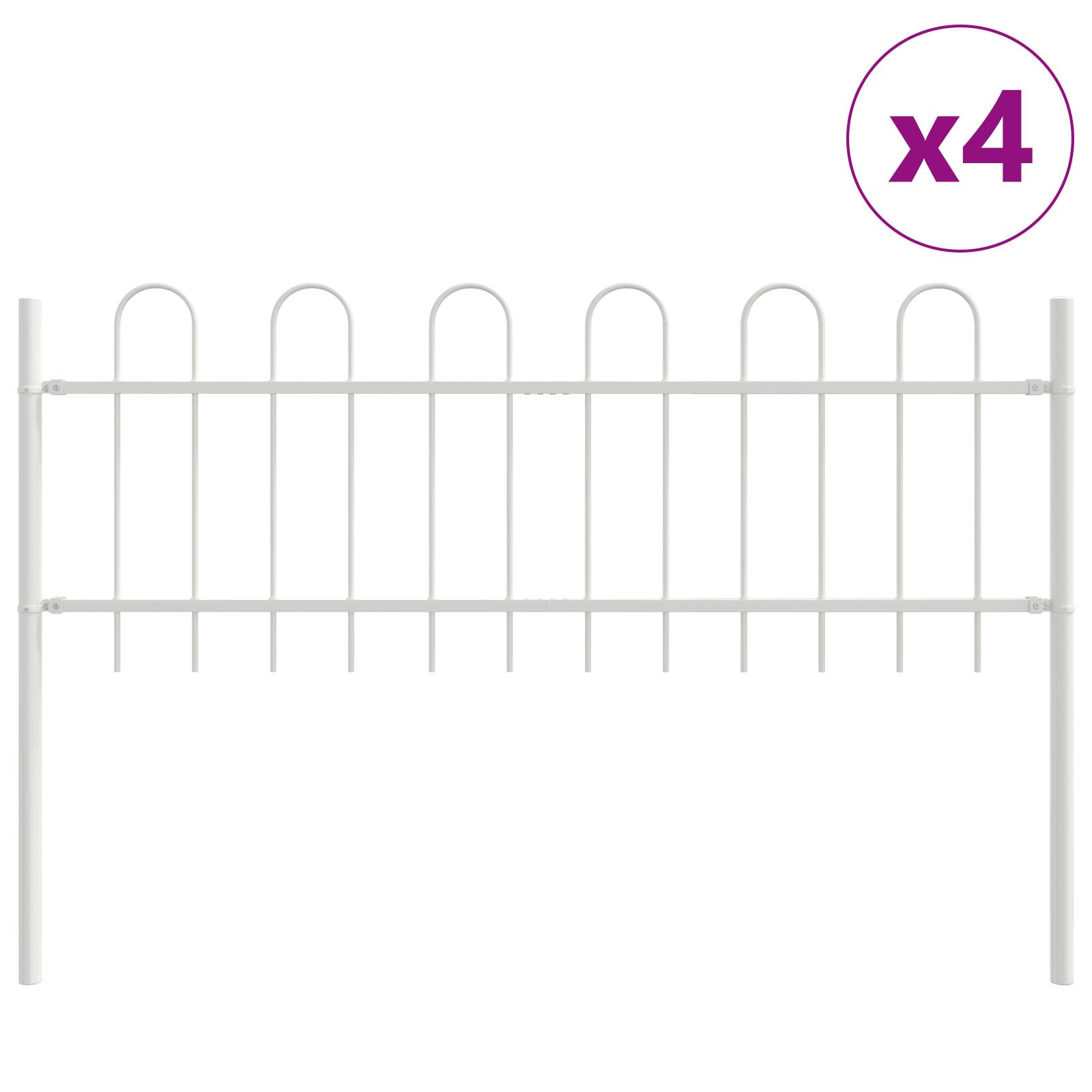 vidaXL Gartenzaun mit Bogenoberseite Weiß 6,8x0,6 m aus Stahl