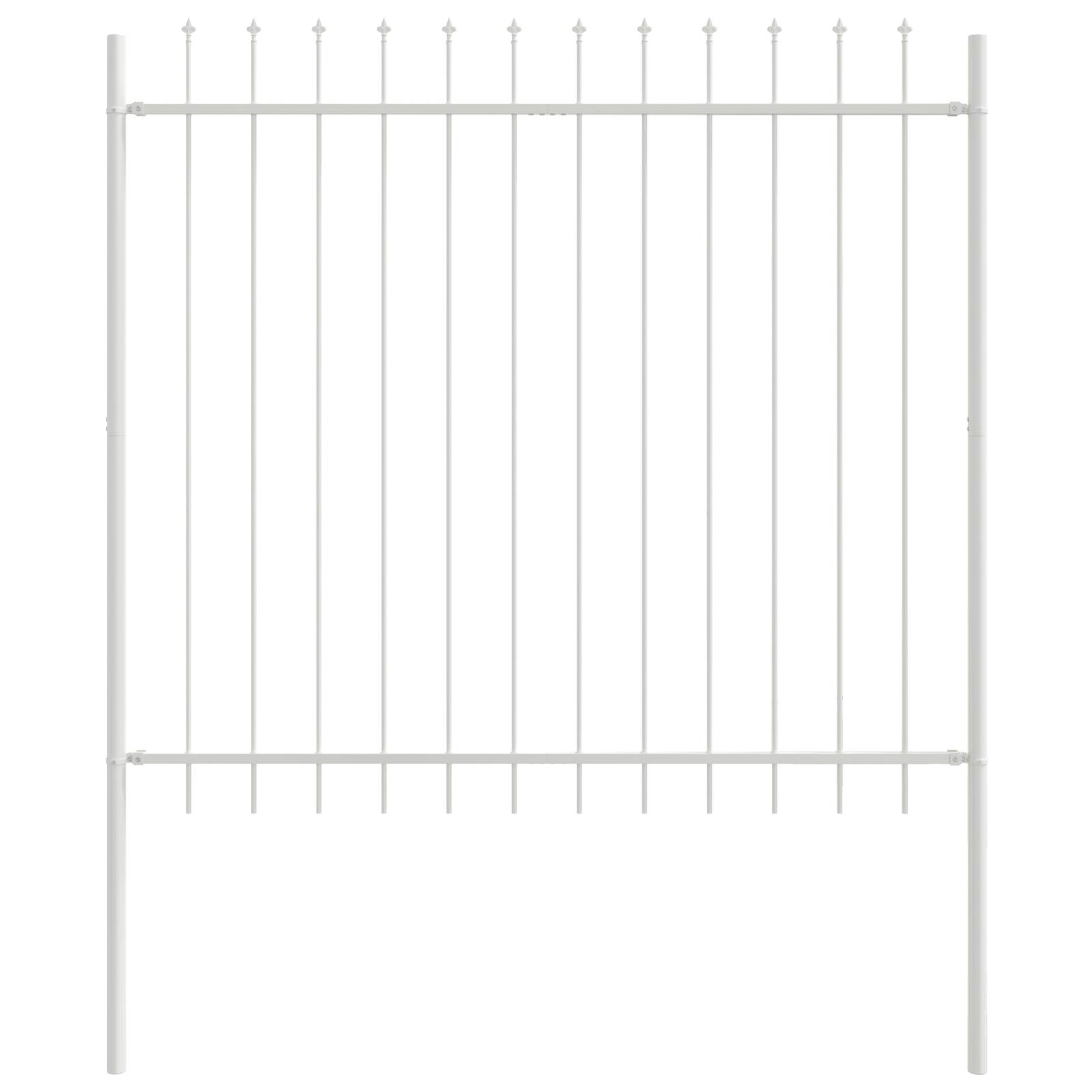 vidaXL Gartenzaun mit Spitzen Weiß 3,4 x 1,5 m aus Stahl