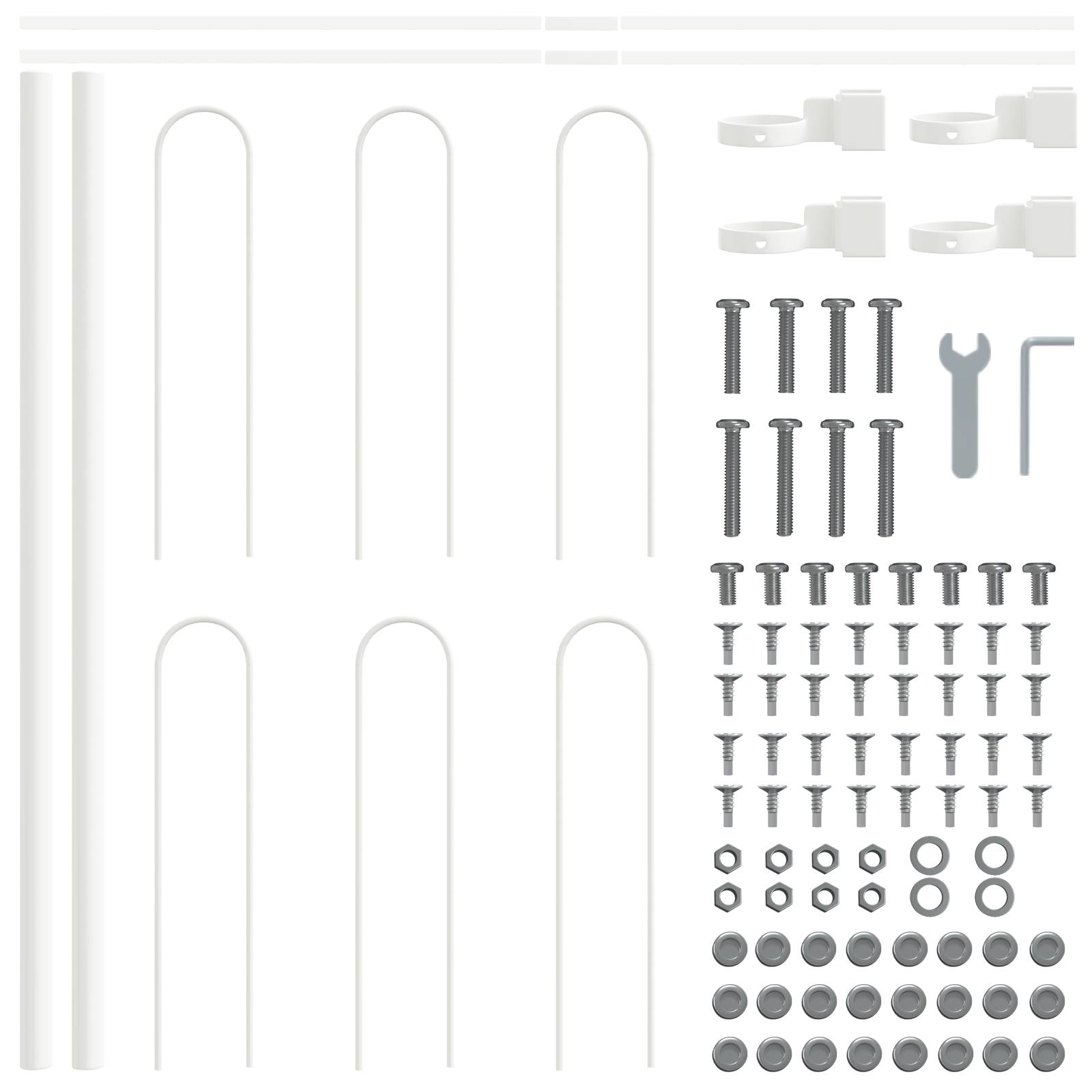 vidaXL Gartenzaun mit Bogenoberteil Weiß 11,9x0,6 m Stahl