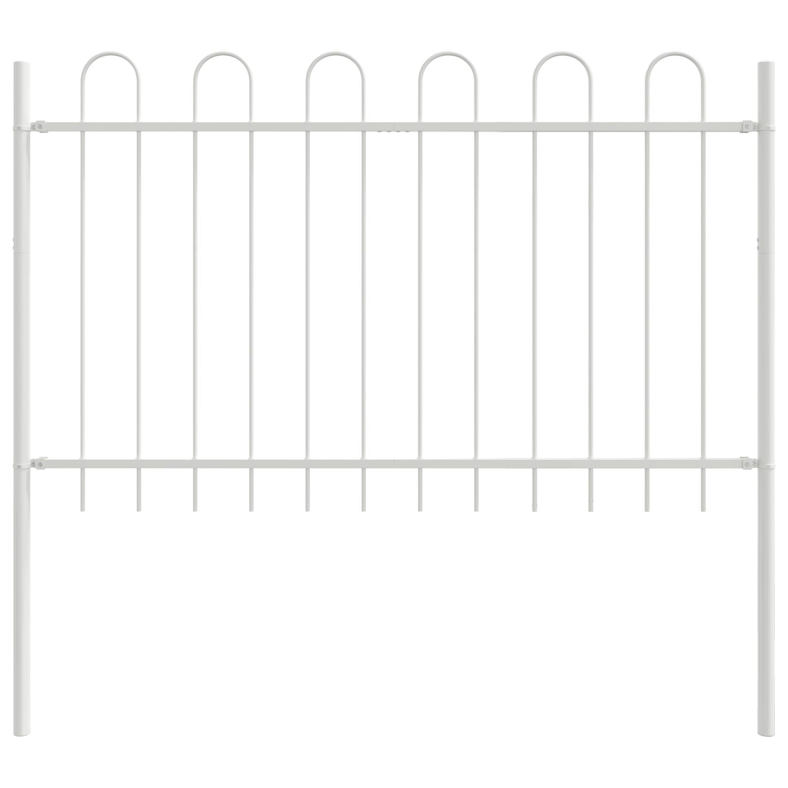 vidaXL Gartenzaun mit Bogenoberteil Weiß 3,4x1 m Stahl