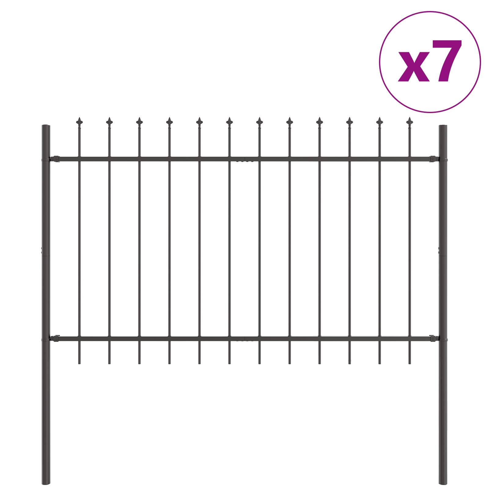 vidaXL Gartenzaun mit Speerspitzen Grau 11,9x1 m Stahl