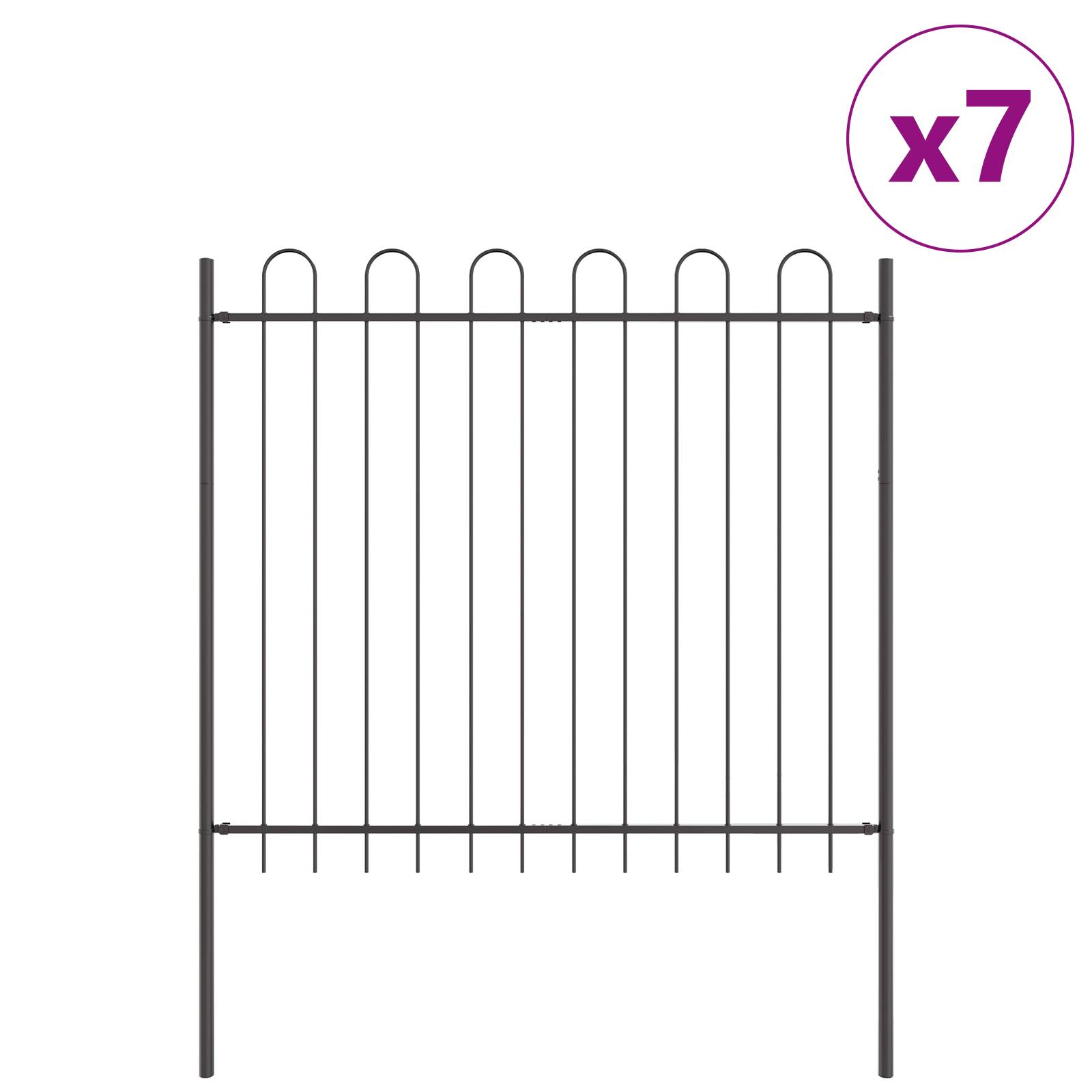 vidaXL Gartenzaun mit Bogenoberteil Grau 11,9x1,5 m Stahl