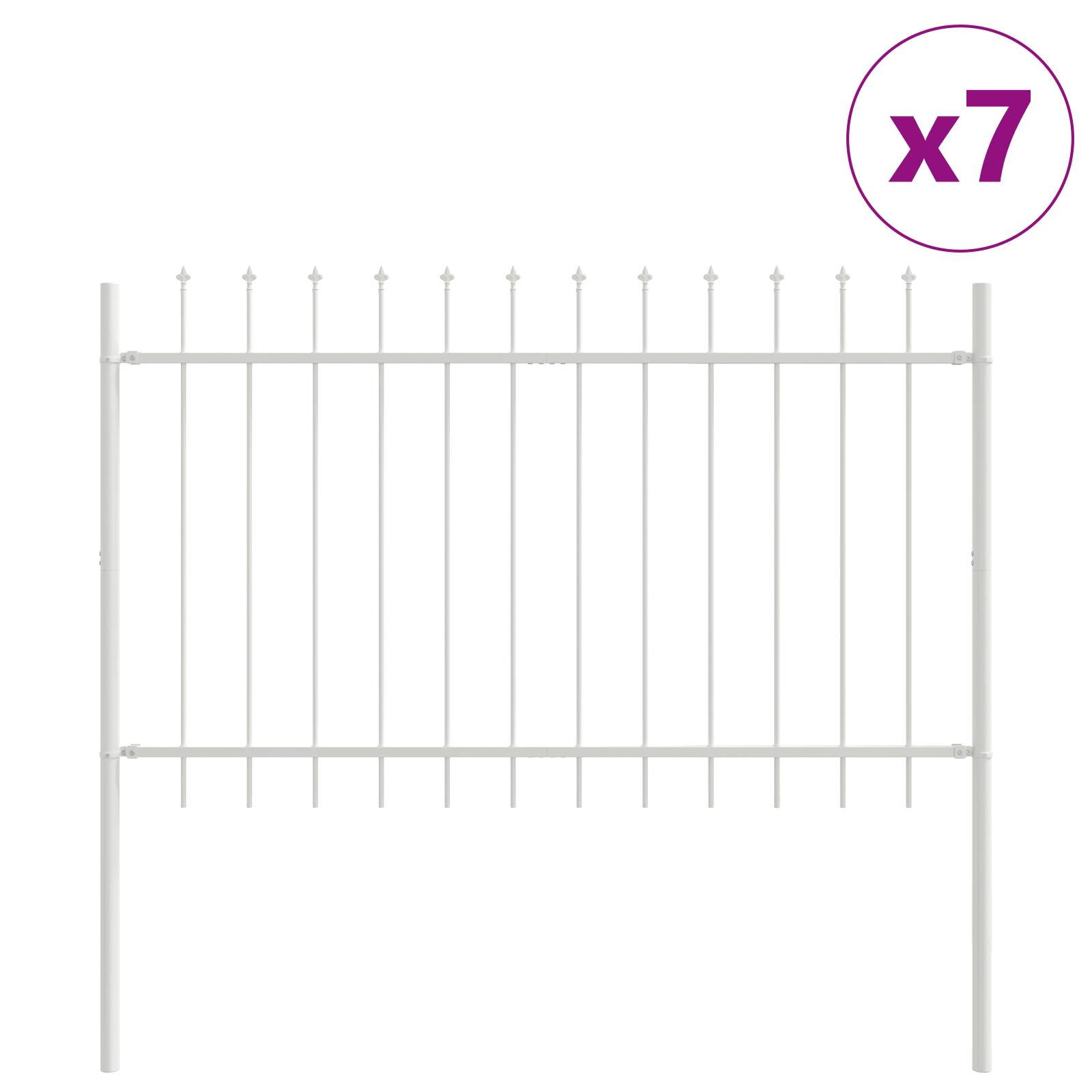 vidaXL Gartenzaun mit Speer-Spitze Weiß 11,9x0,8 m Stahl