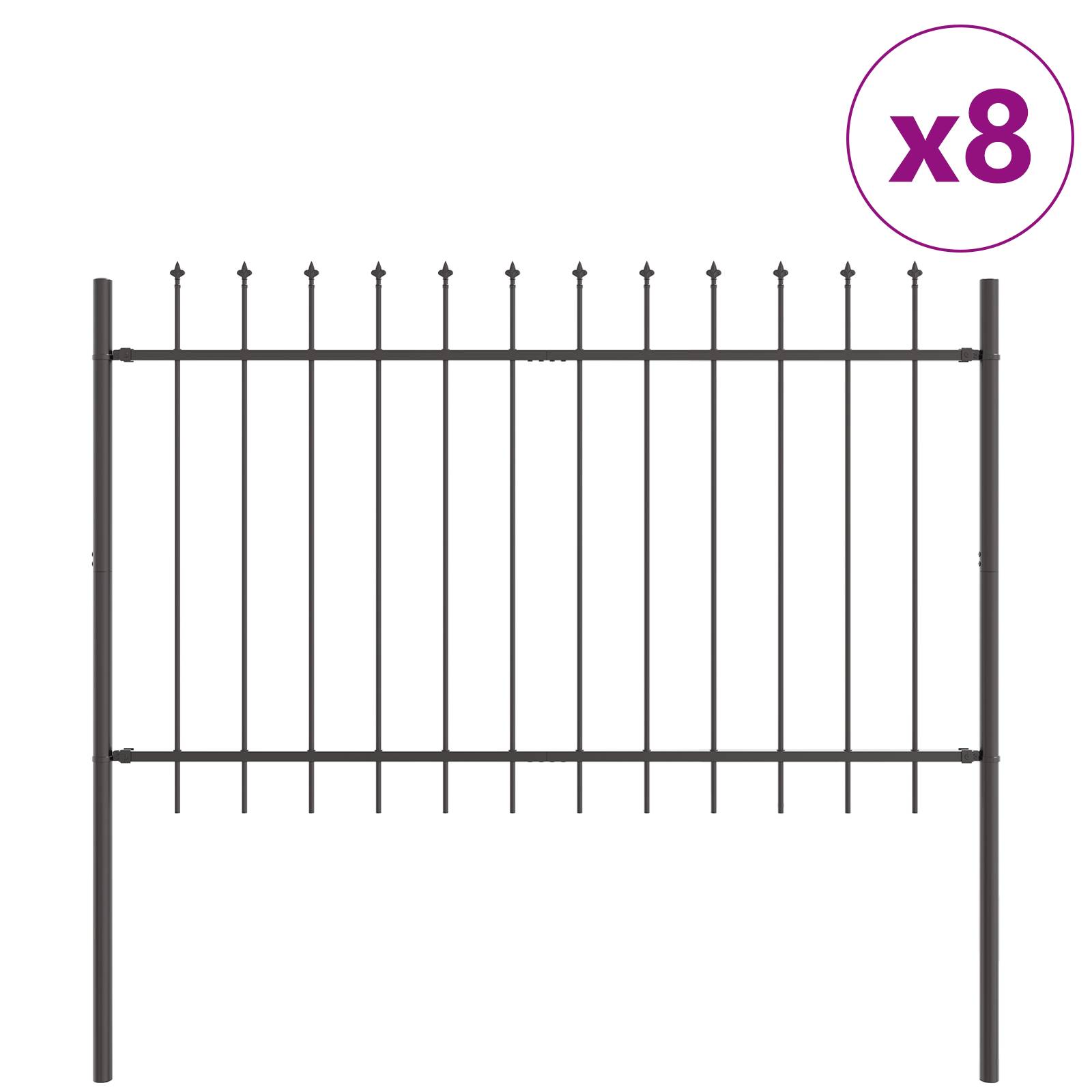 vidaXL Gartenzaun mit Speerspitzen Grau 13,6 x 1,2 m Stahl