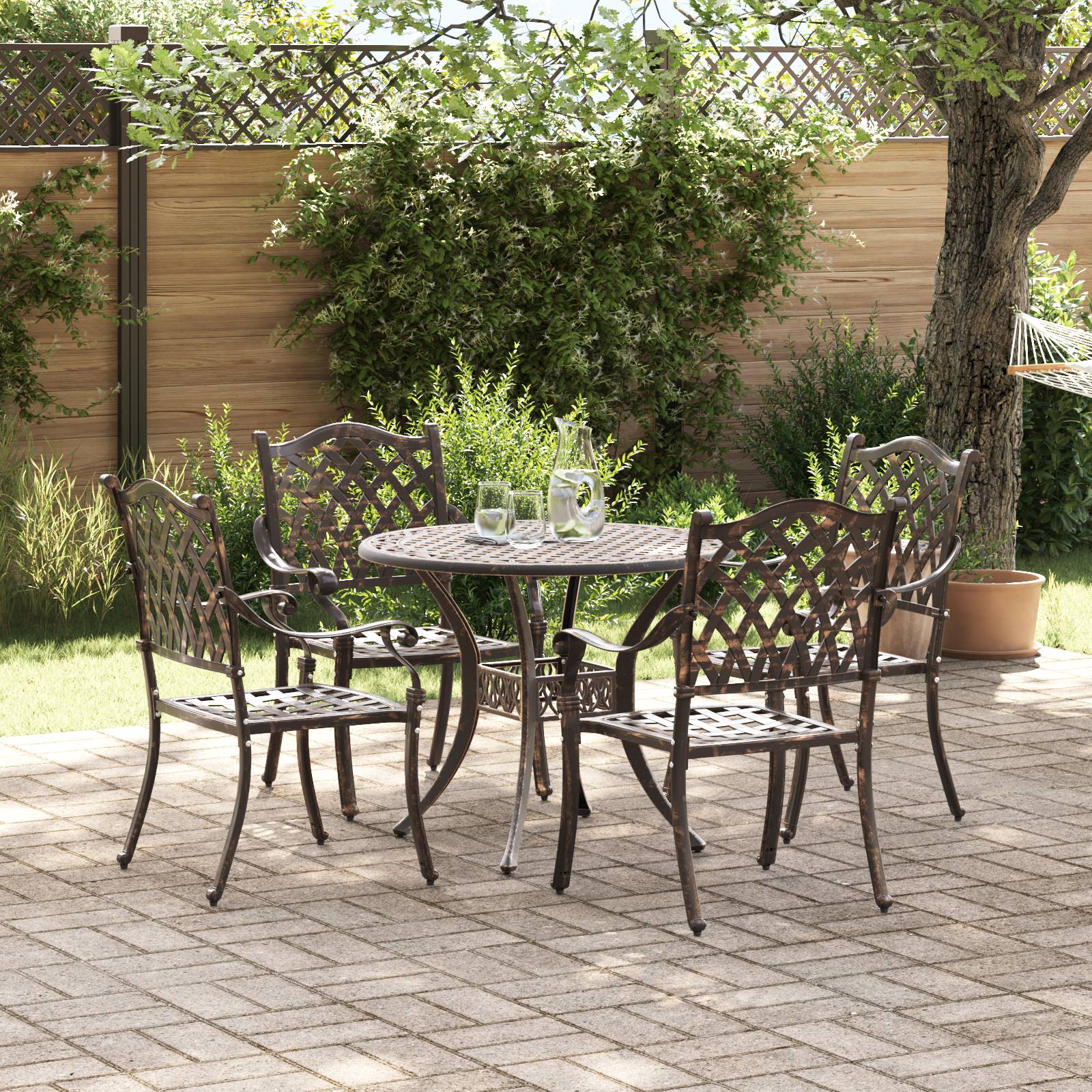 vidaXL 5-tlg. Garten-Essgruppe Bronzen Aluminiumguss