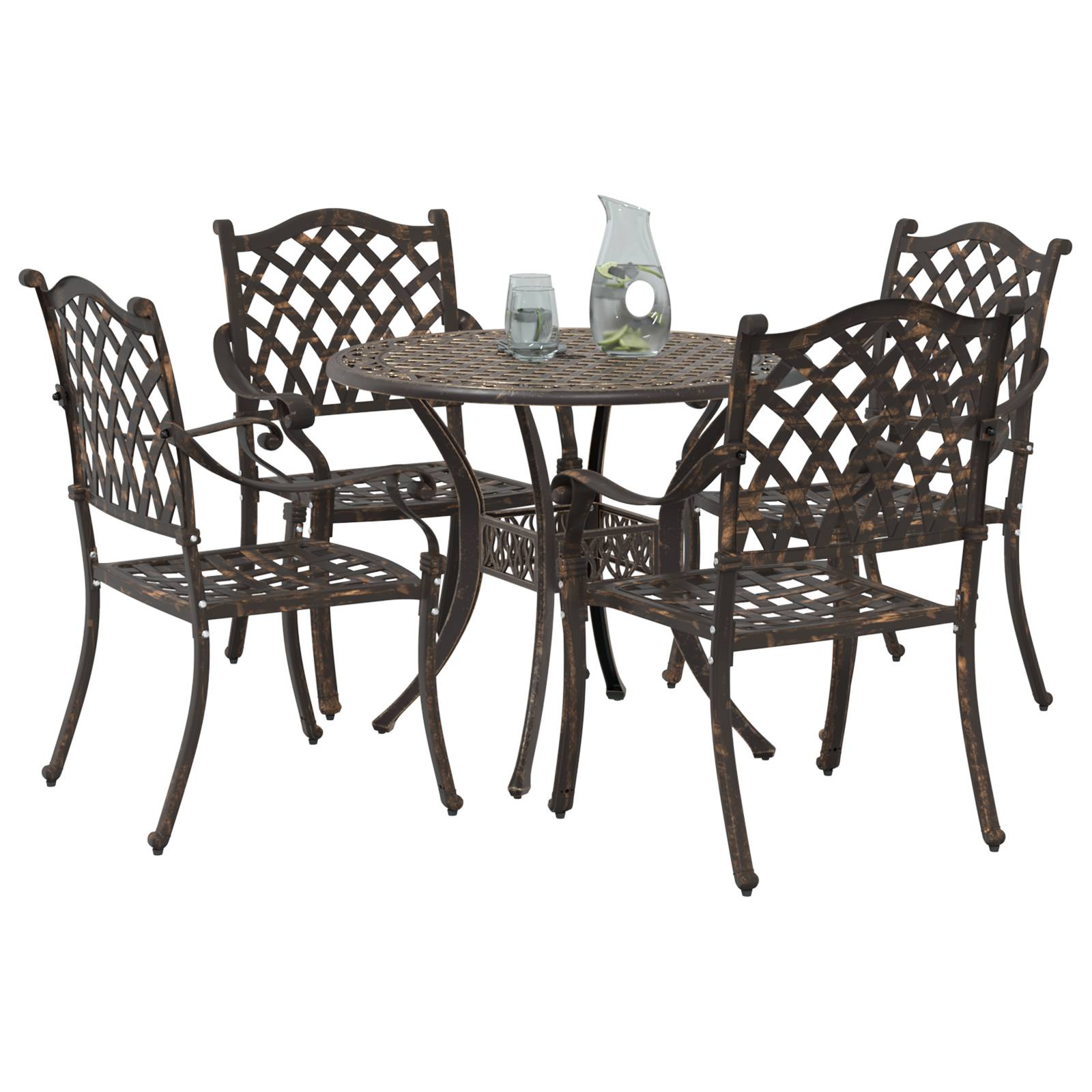 vidaXL 5-tlg. Garten-Essgruppe Bronzen Aluminiumguss