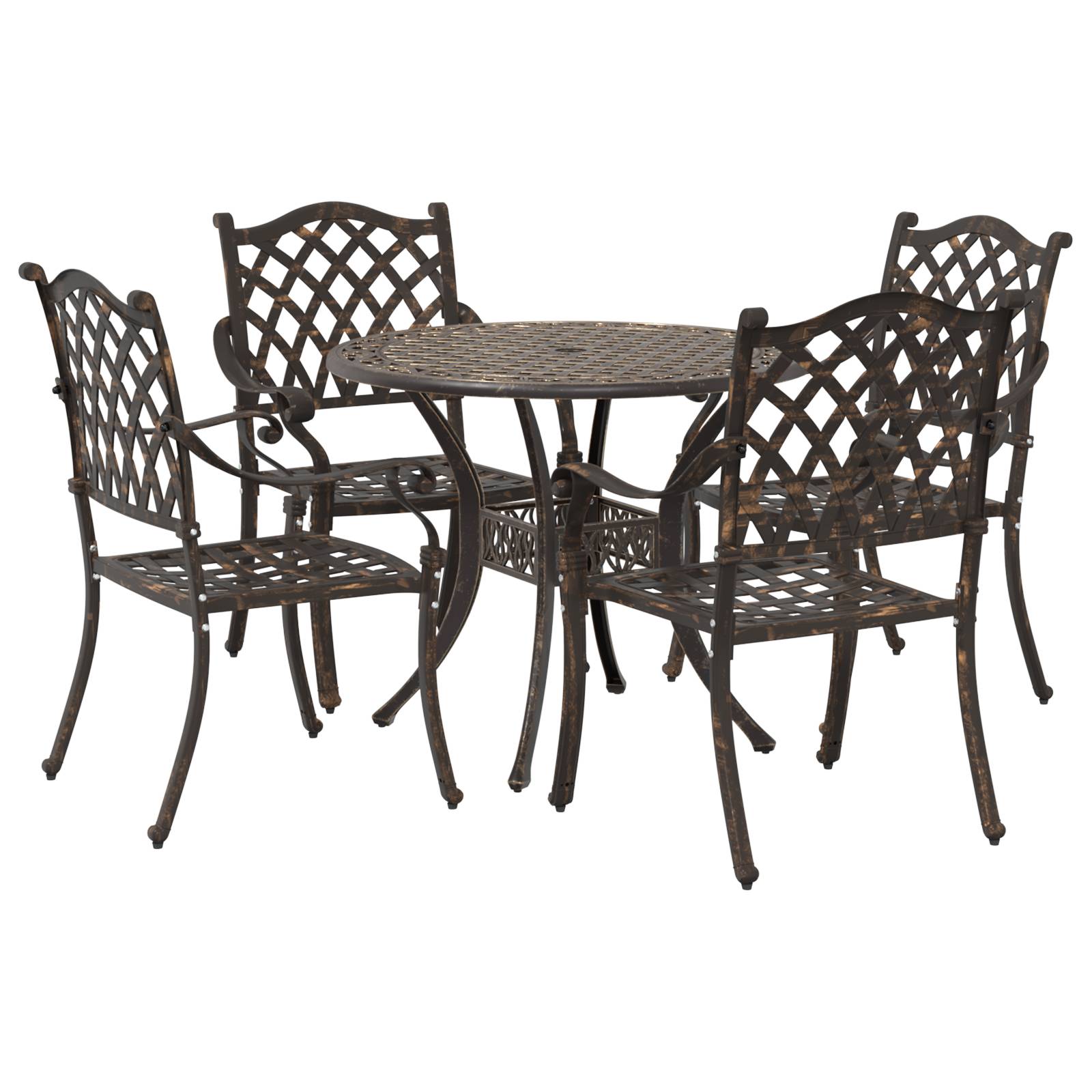 vidaXL 5-tlg. Garten-Essgruppe Bronzen Aluminiumguss