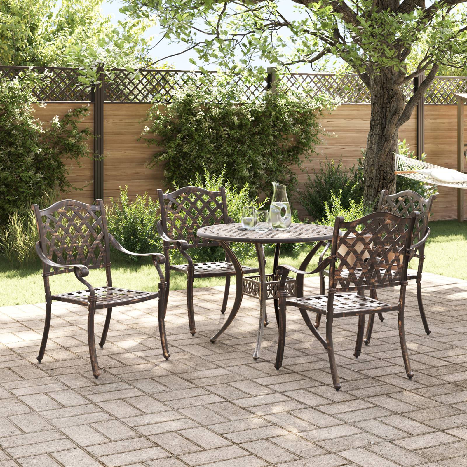 vidaXL 5-tlg. Garten-Essgruppe Bronzen Aluminiumguss