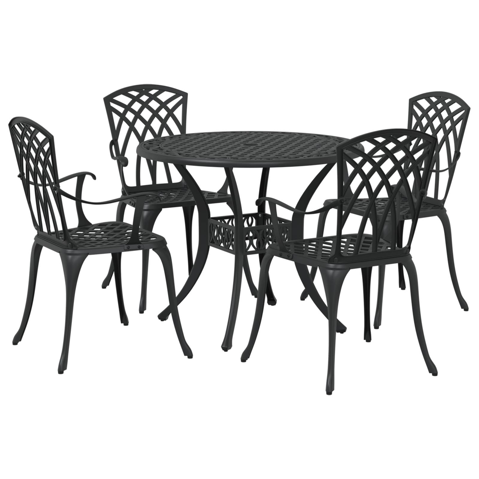 vidaXL 5-tlg. Garten-Essgruppe Schwarz Aluminiumguss