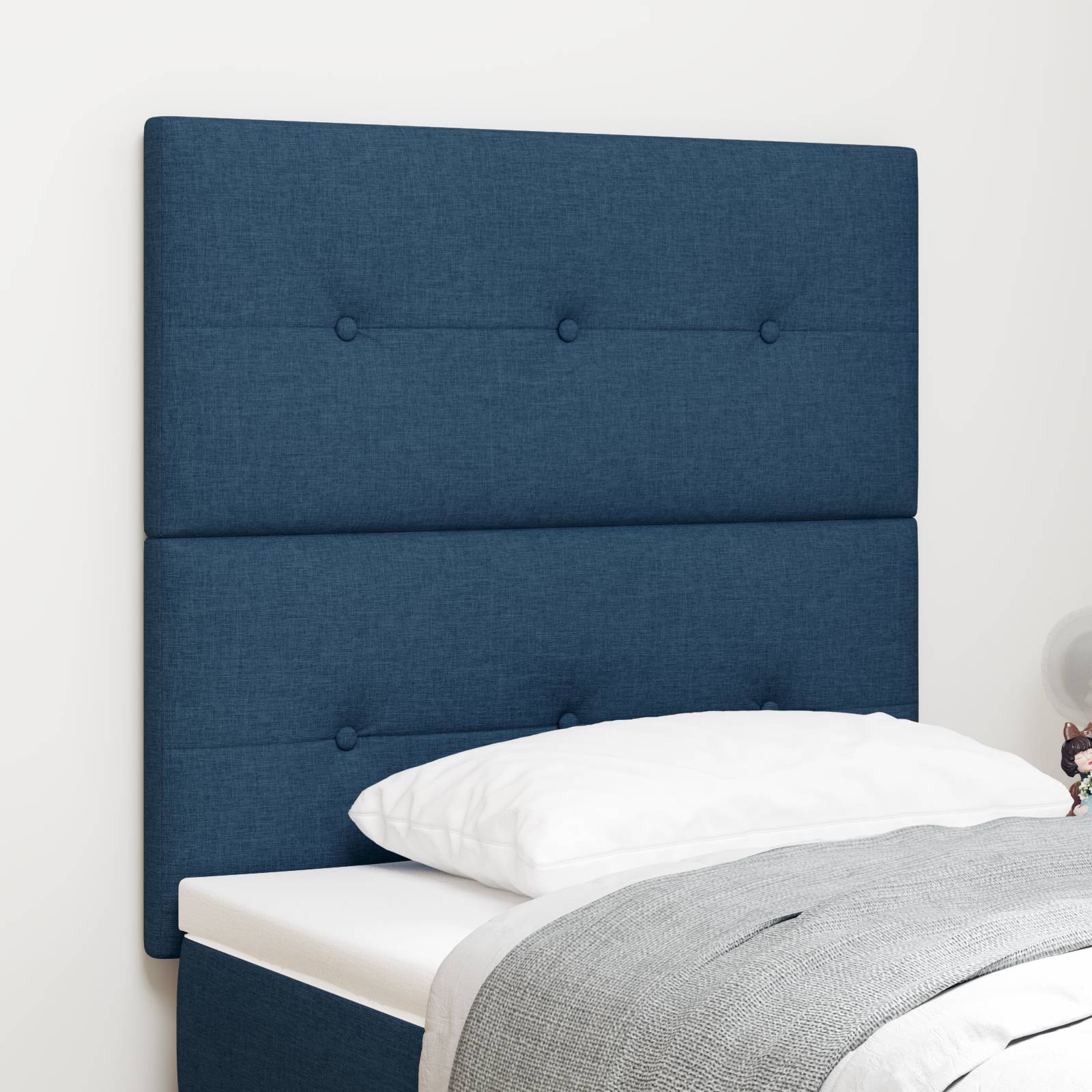 vidaXL LED Kopfteil Blau 80 cm Stoff