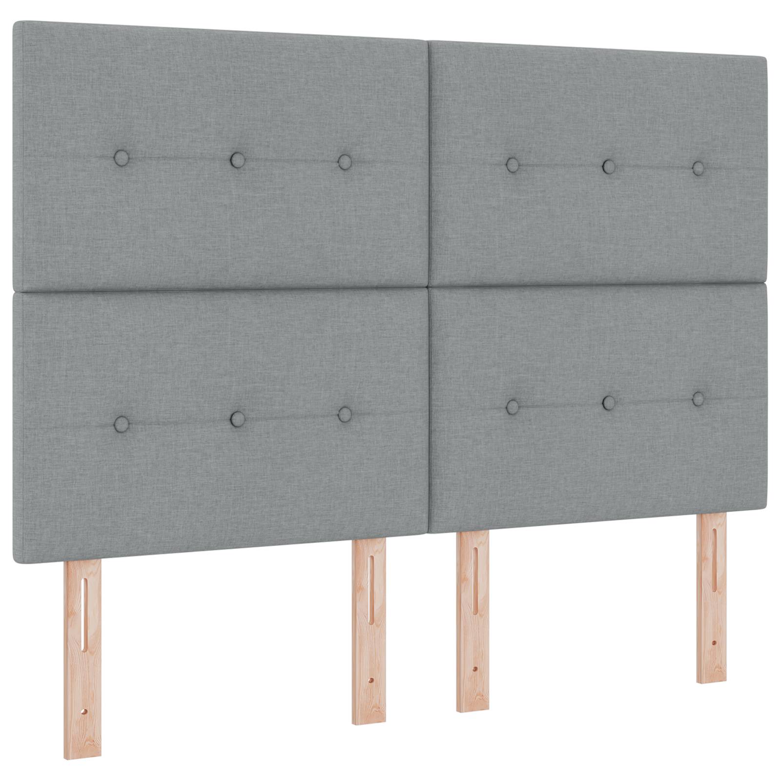 vidaXL LED Boxspringbett mit Matratze Hellgrau 140x190 cm Stoff