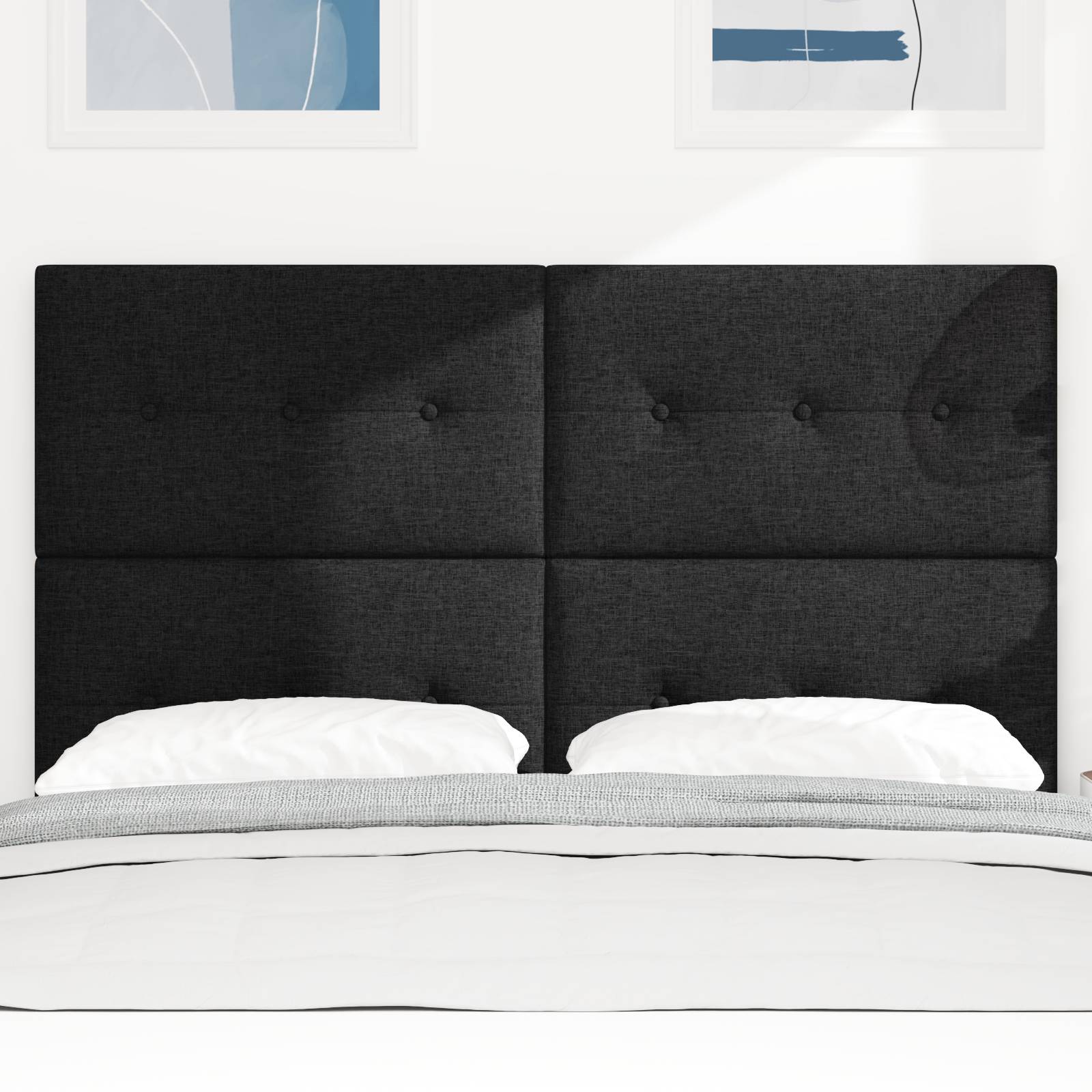 vidaXL Kopfteil mit Knopfheftung Schwarz 140 cm Stoff