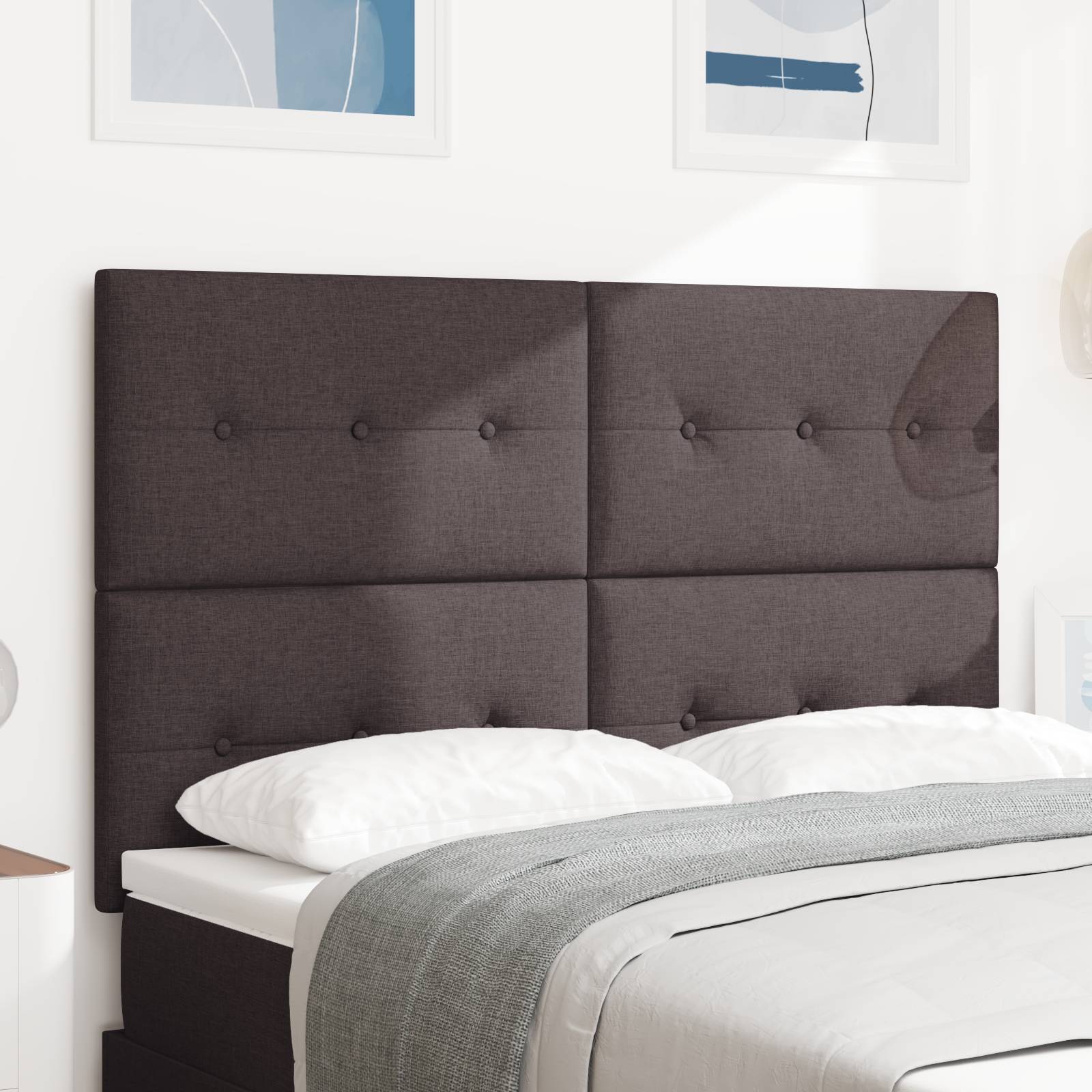 vidaXL Kopfteil mit Knopfheftung Dunkelbraun 160 cm Stoff
